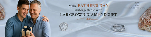 son presenting lab-grown diamond gift box to his loving dad on father's day