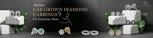 beautiful lab-grown diamond earrings in various styles including halo, solitaire, and cluster settings