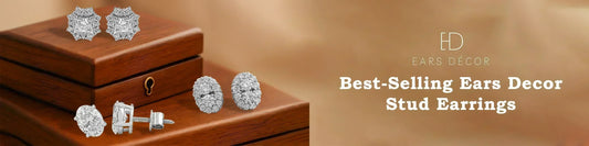 best selling lab-grown and natural diamond stud earrings from ears decor showcased on wooden drawers.