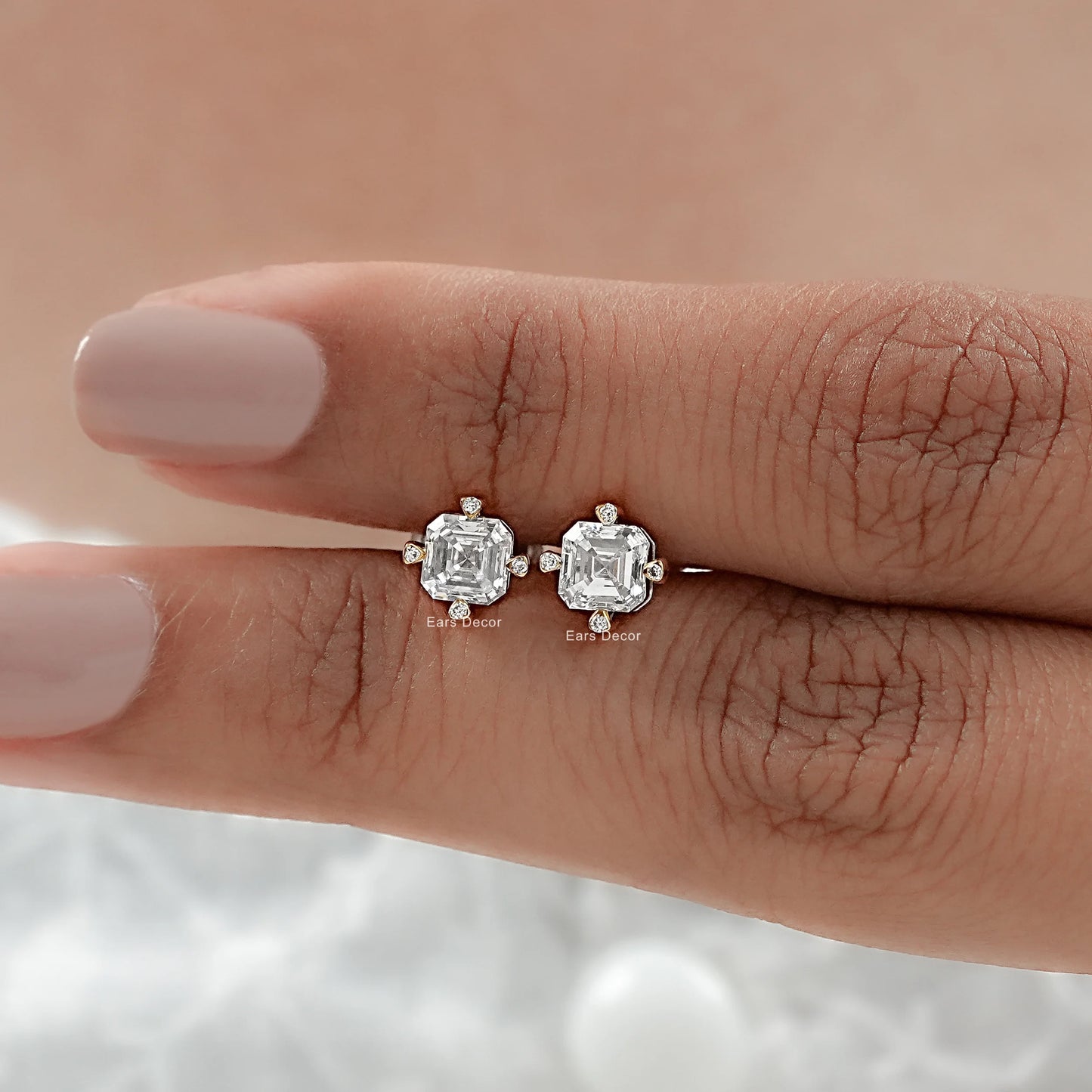 Asscher Cut Lab Diamond Stud Earrings