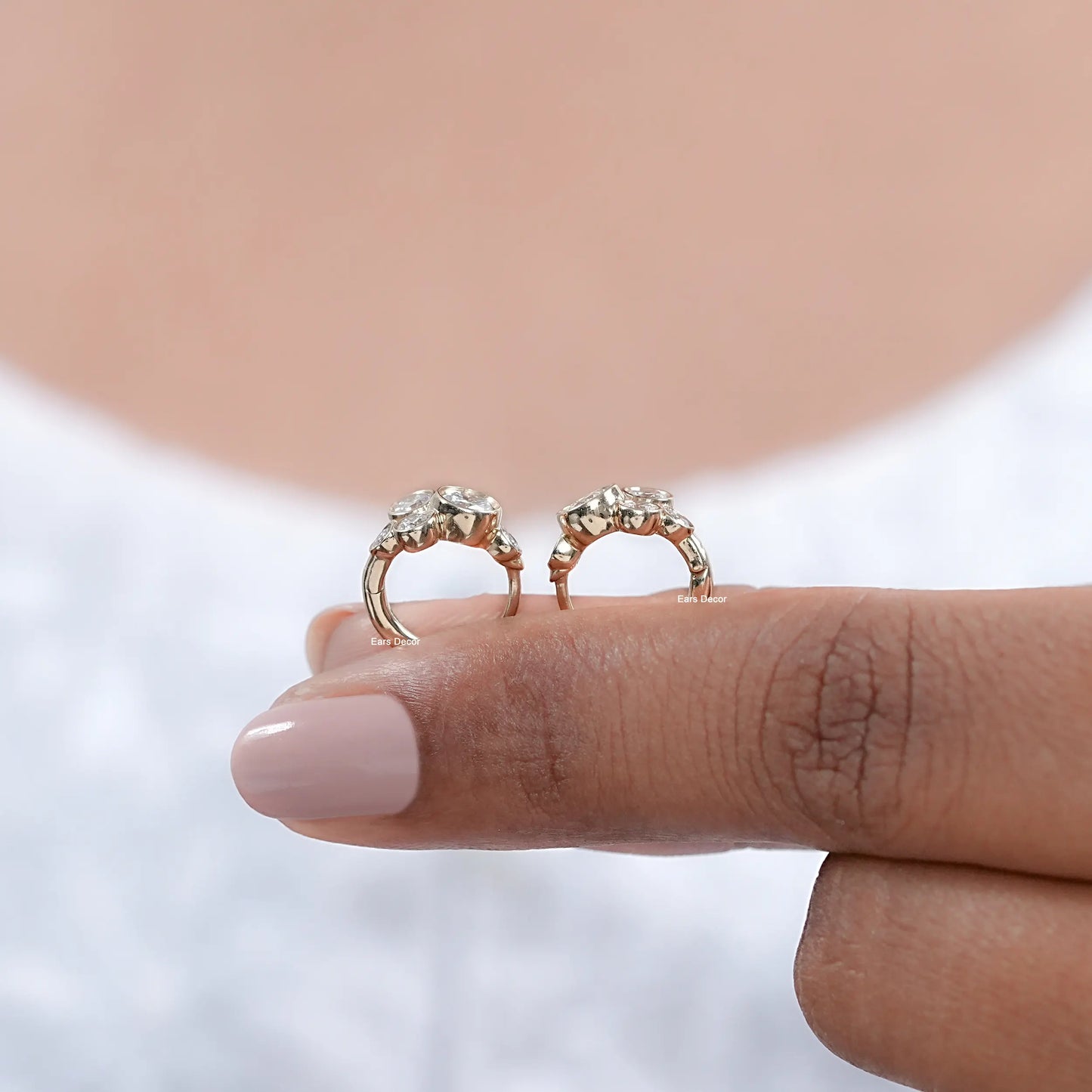 Round Diamond Bubble Style Hoop Earrings