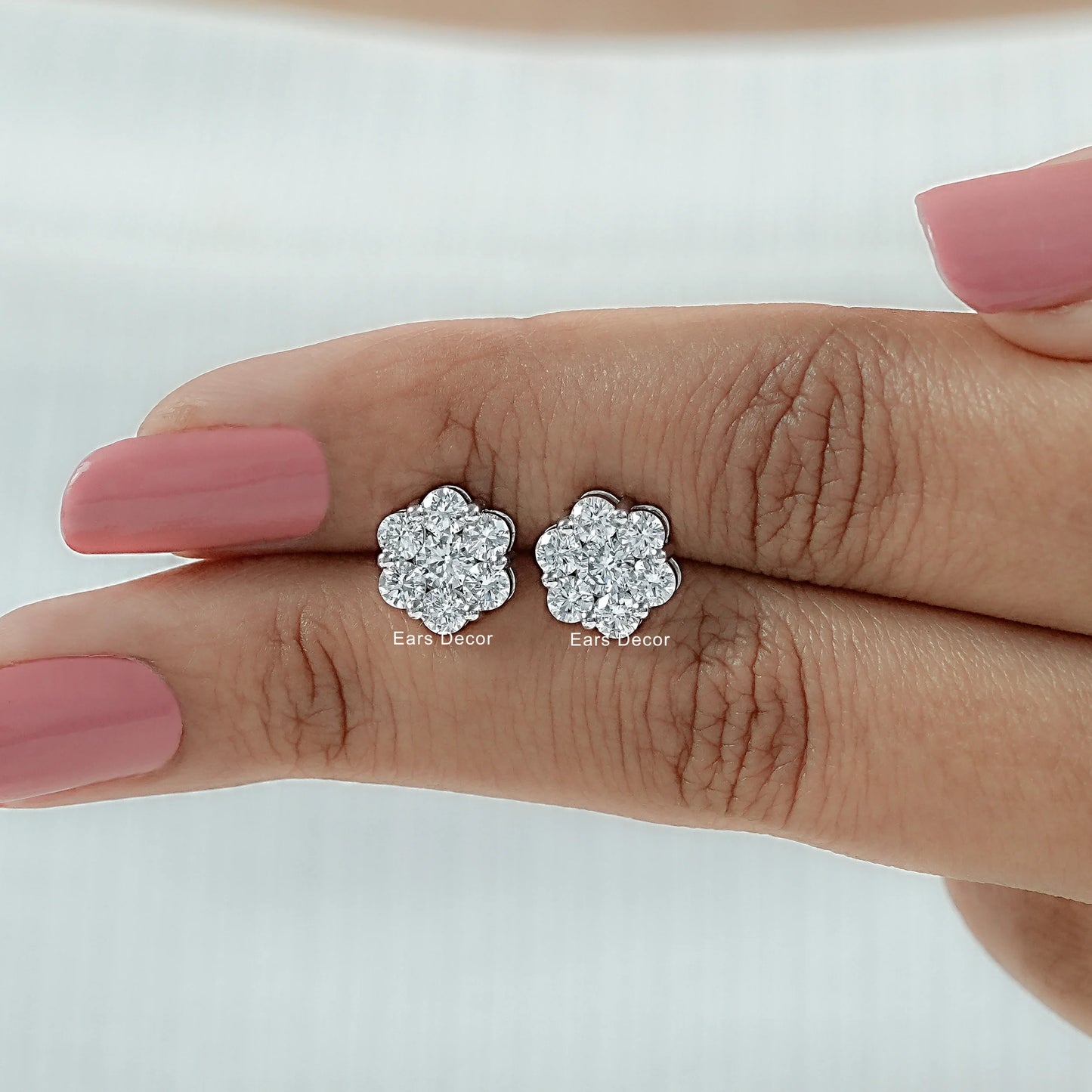 Cluster Round Diamond Stud Earrings