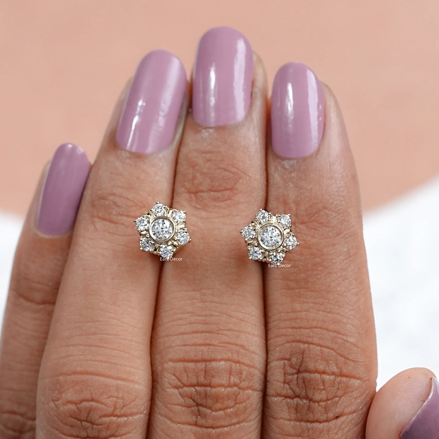 Round Cut lab Grown Diamond Dainty Stud Earrings