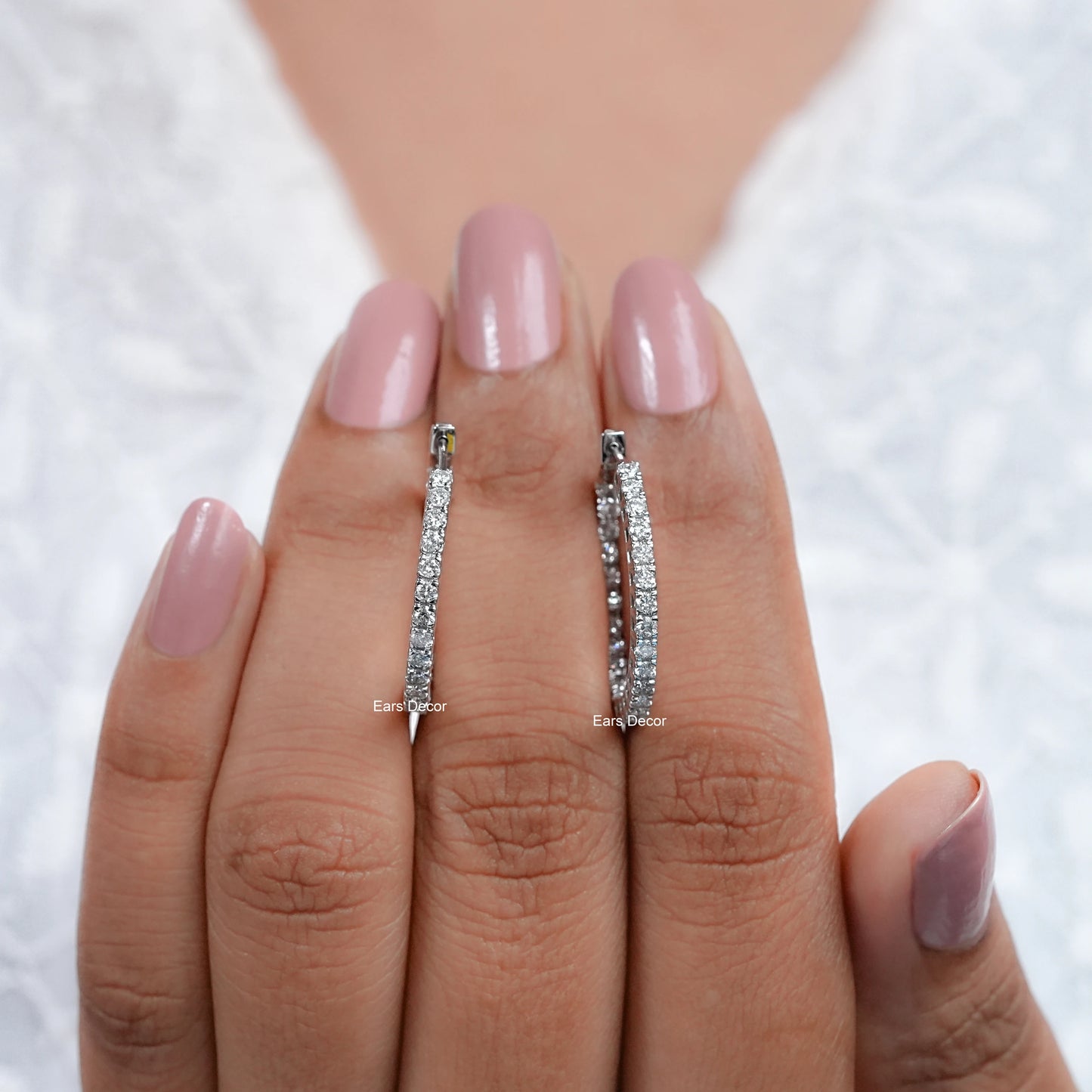 Round Cut Lab Grown Diamond Hoops