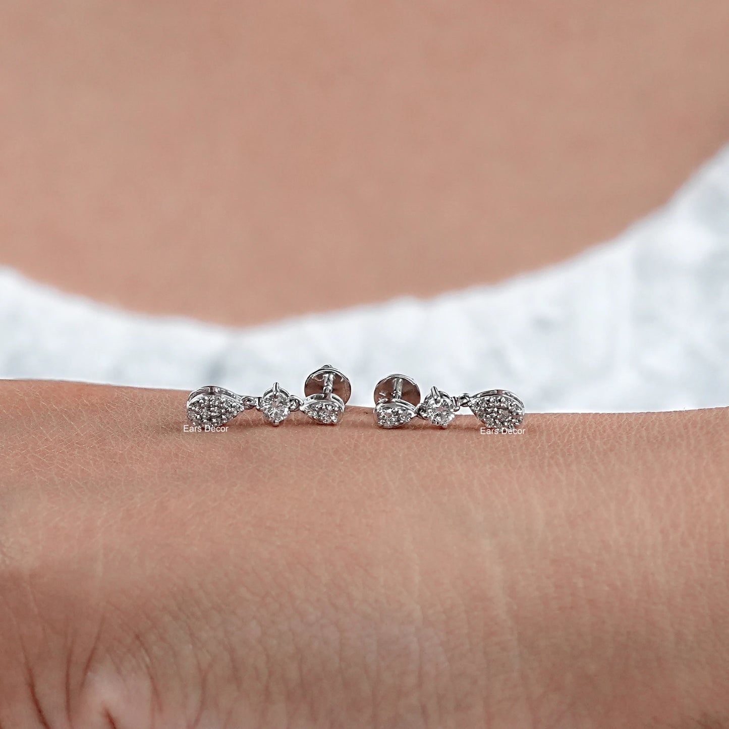 Round Lab Diamond Dangle Drop Earrings