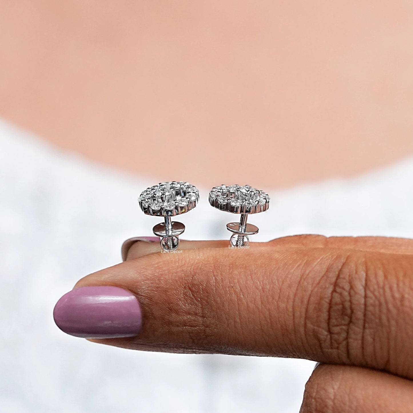 Open Circle Lab Round Diamond Stud Earrings