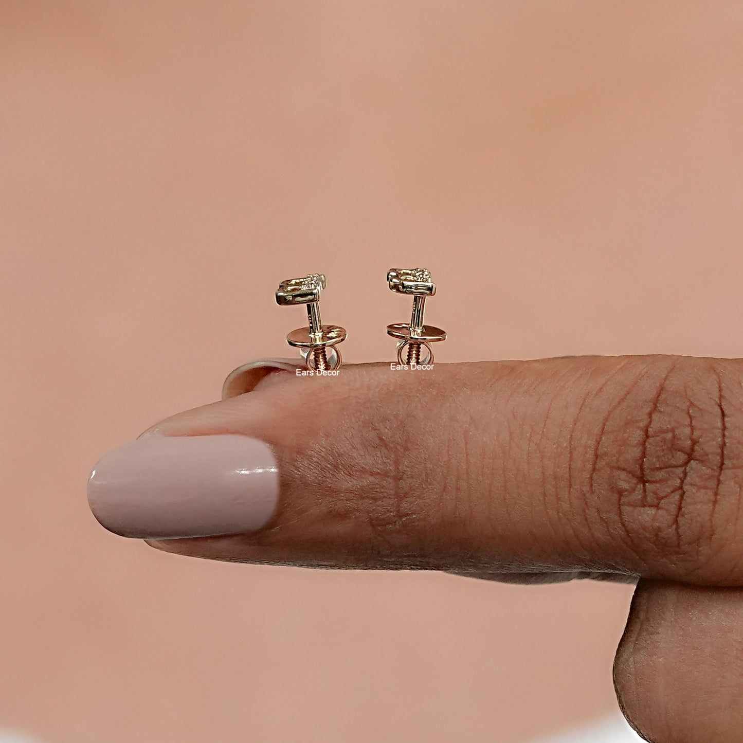 Round Lab Grown Diamond Alphabetic Letter Stud Earrings