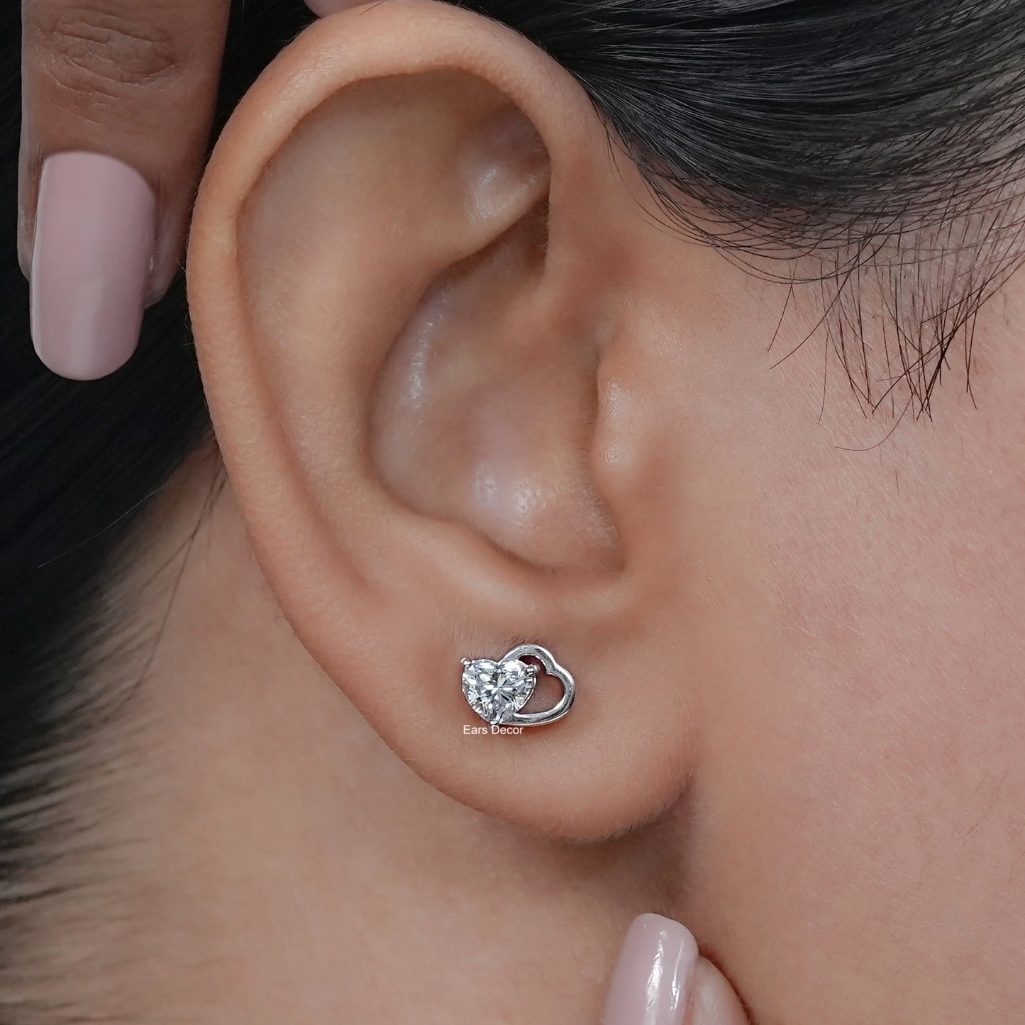 Heart-Shaped Lab Diamond Stud Earring