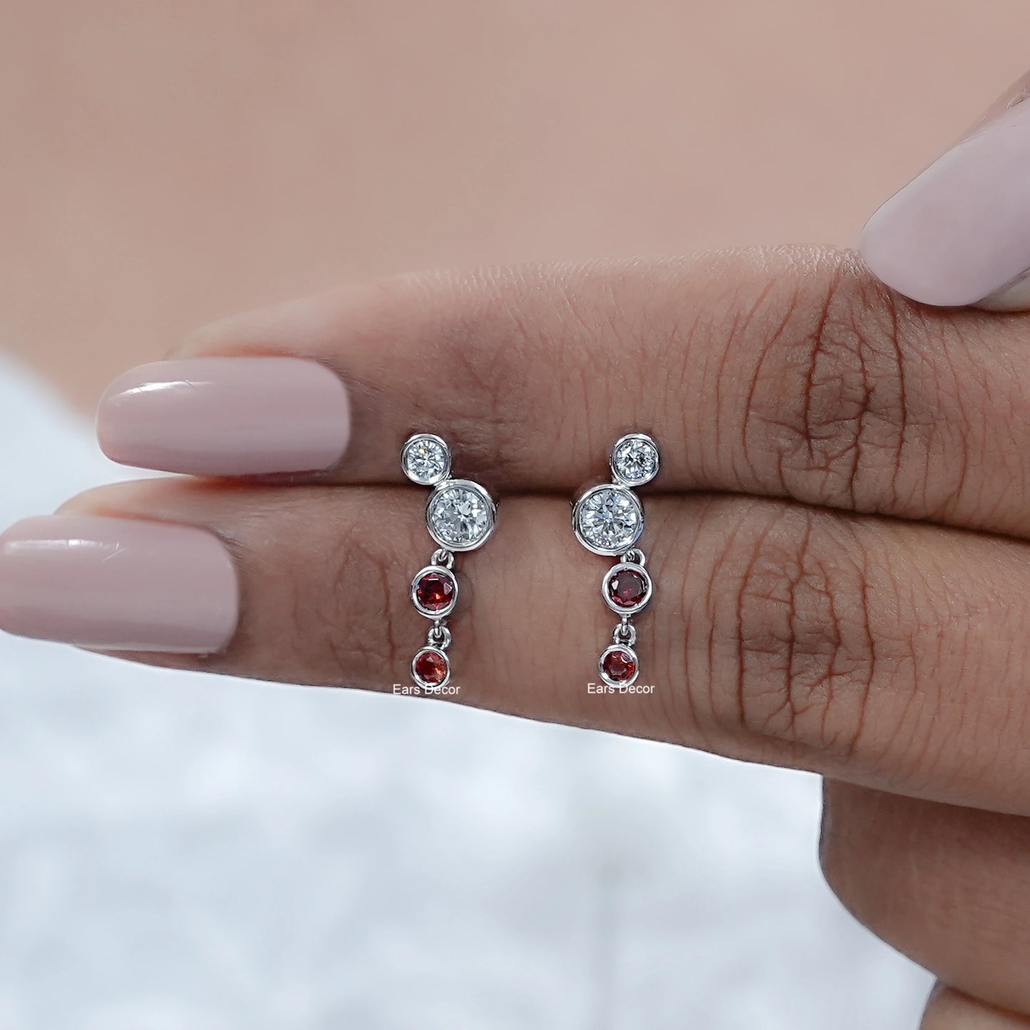 Ruby Diamond Accents Cluster Stud Earrings