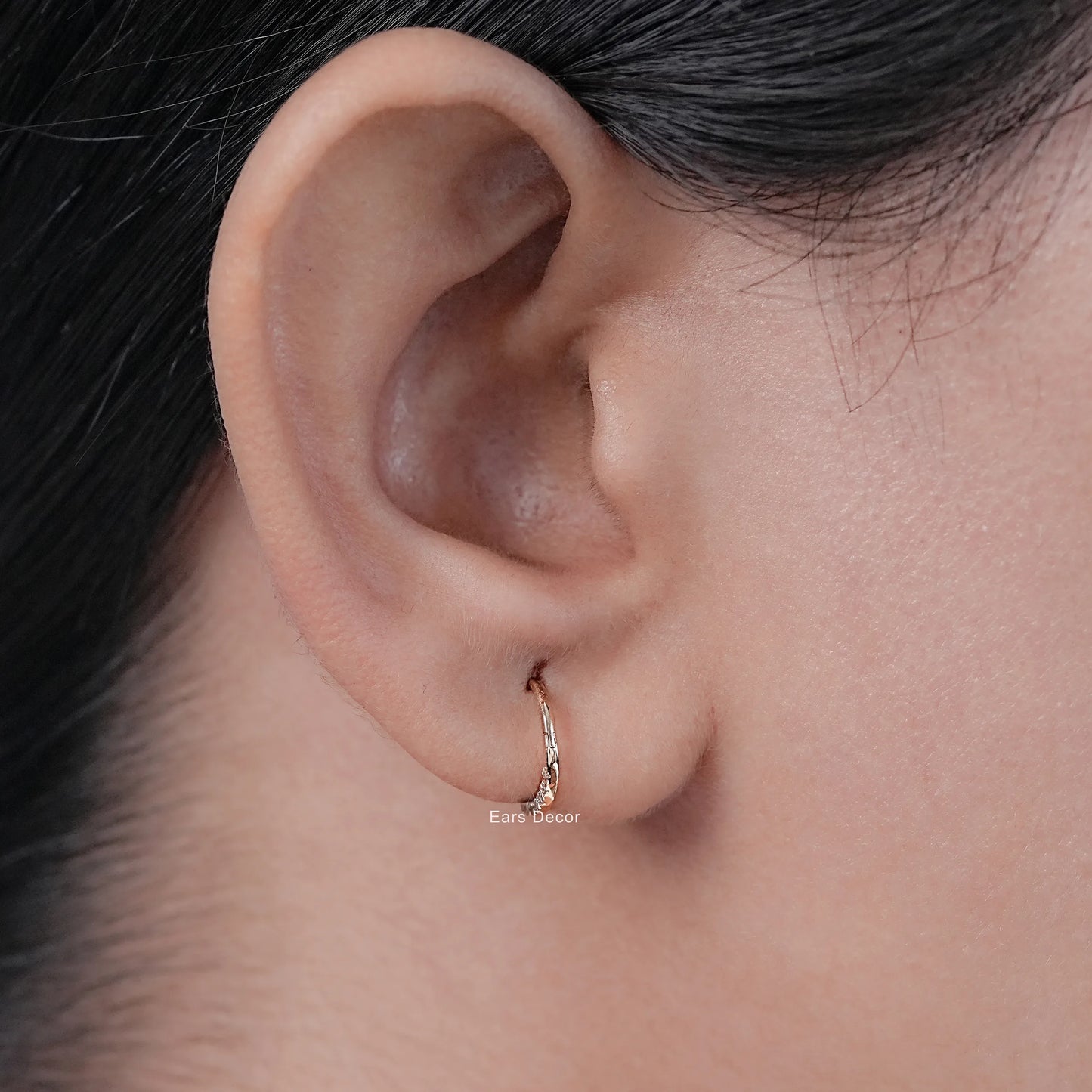 Round Cut Diamond Accent Hoop Earrings