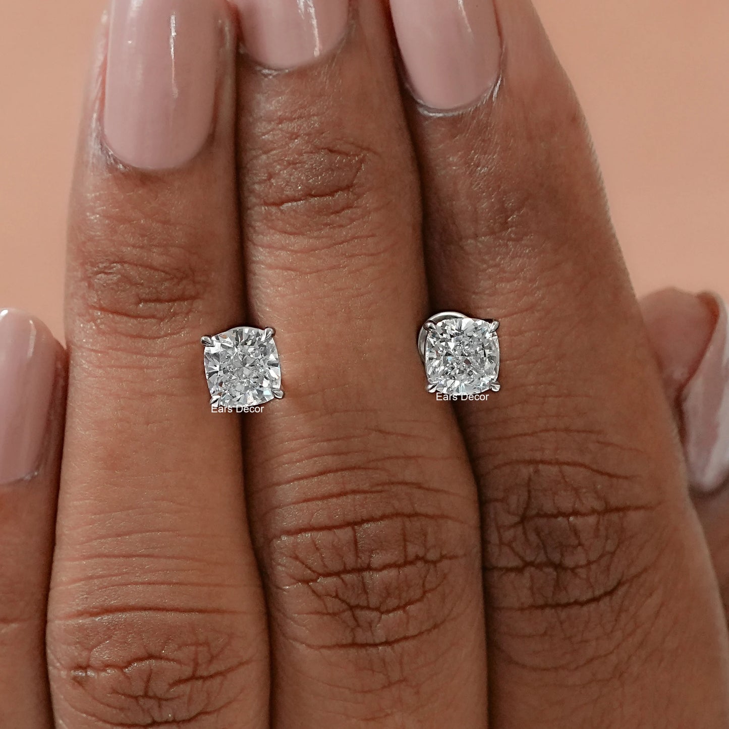 Cushion Cut Natural Diamond Solitaire Stud Earrings