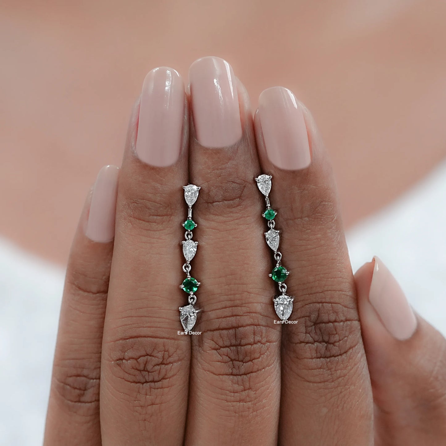 Lab Diamond Round Gemstone Drop Earrings