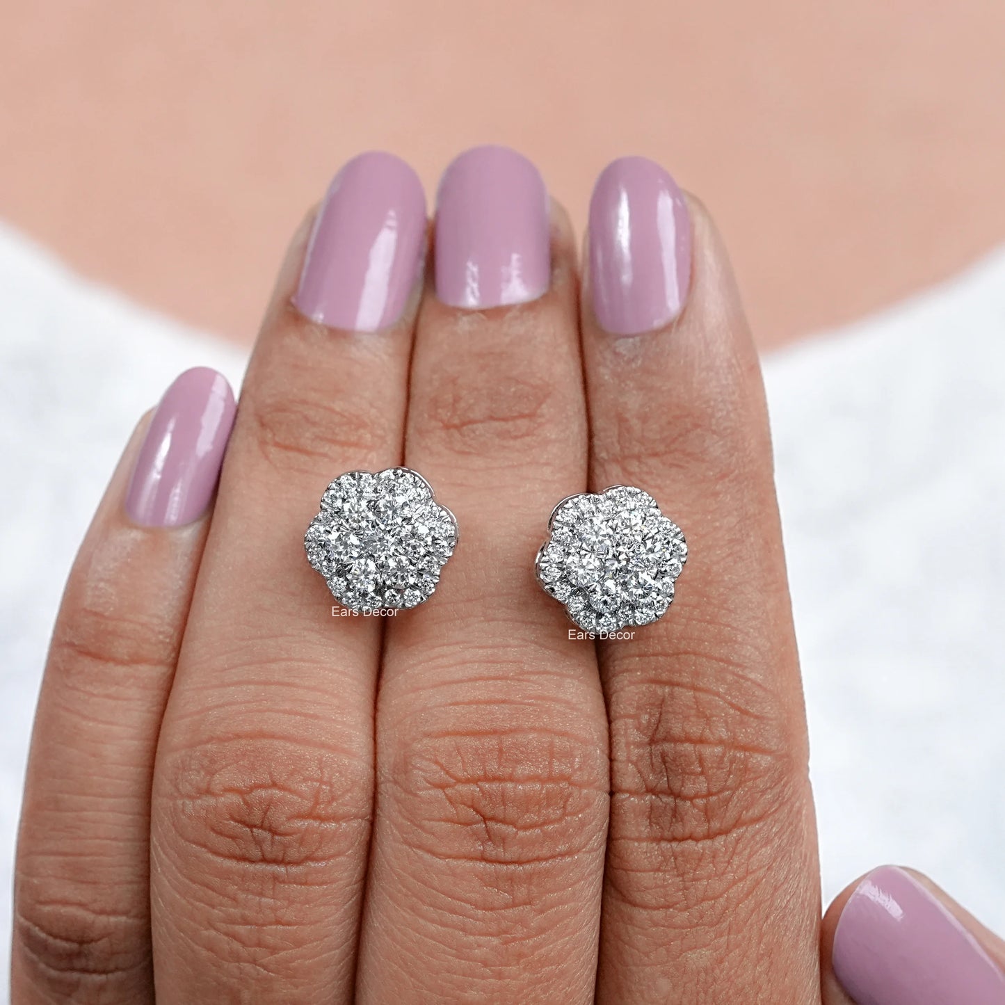 Round Shape Natural Diamond Double Halo Studs