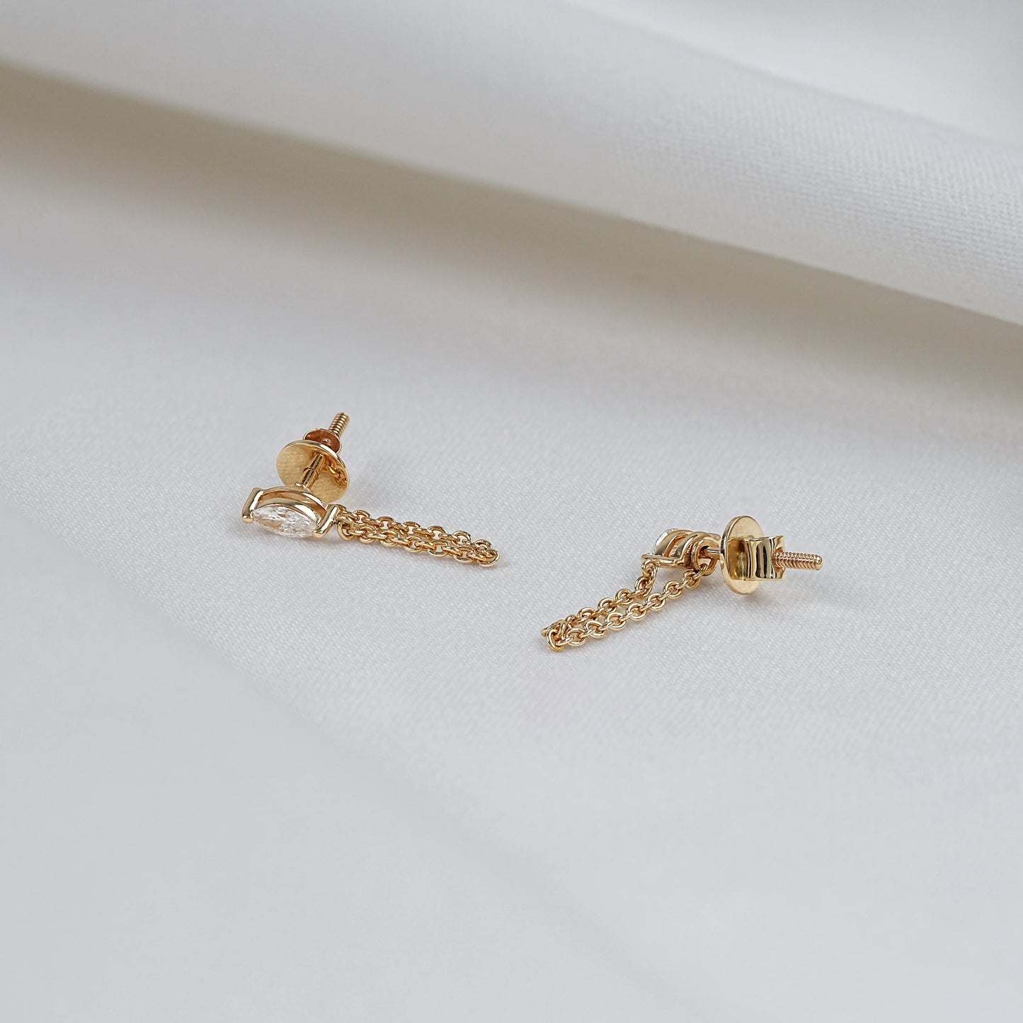 Marquise Cut Lab Diamond Chain Dangle Earrings