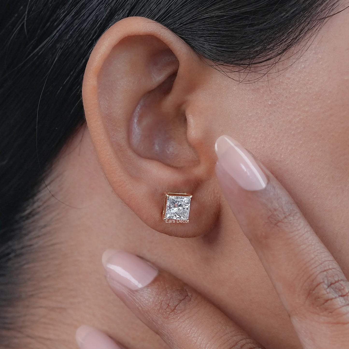 Princess Cut Lab Diamond Solitaire Stud Earrings