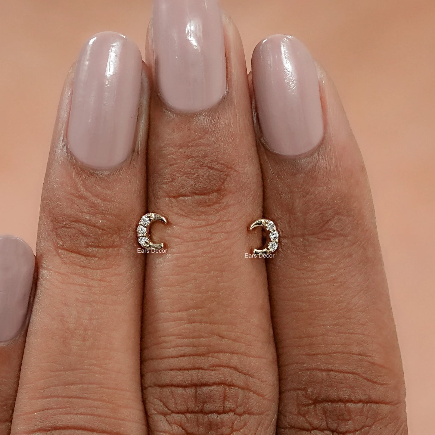 Round Cut Natural Diamond Initial letter Stud Earrings