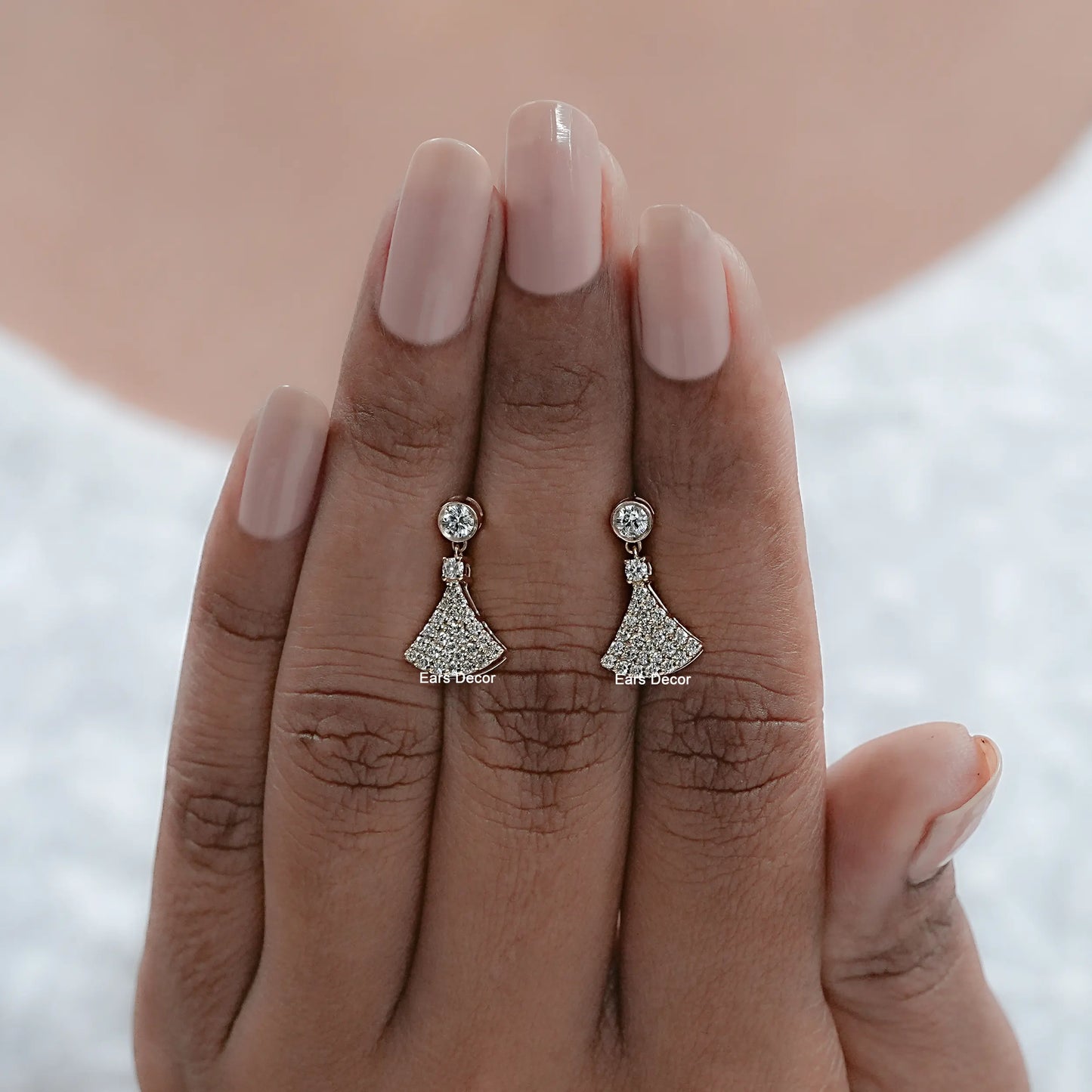 Round Lab Diamond Pave Set Drop Earrings