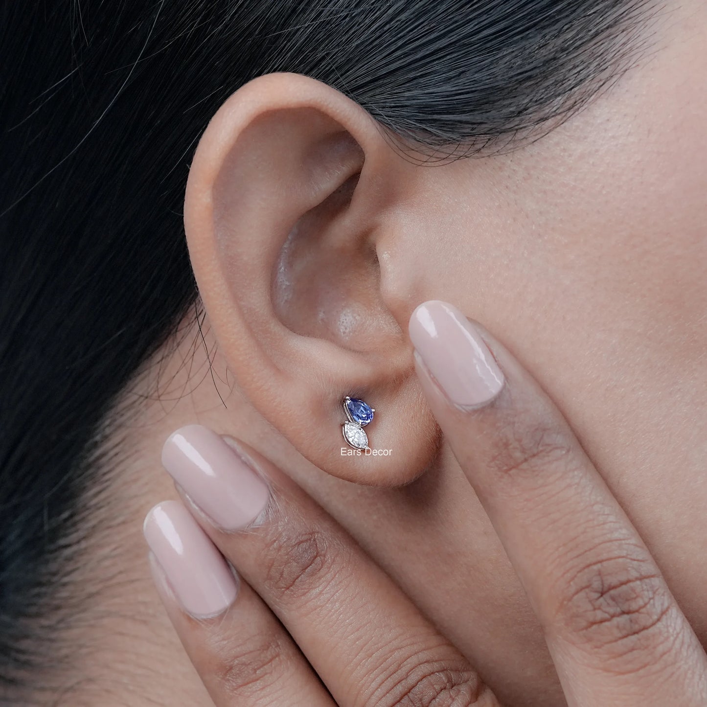 Sapphire Pear And Marquise Diamond Toi Moi Stud Earrings