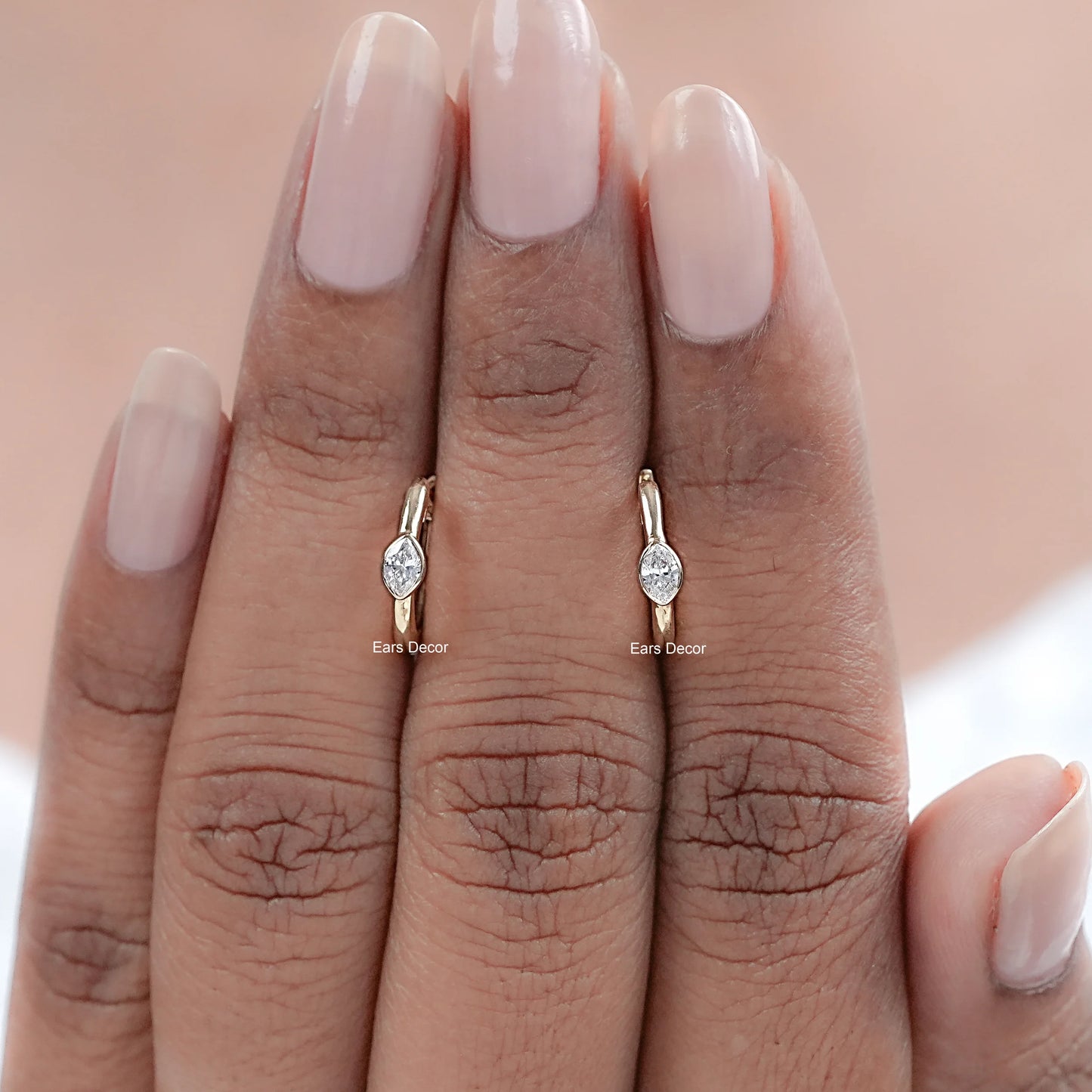 Marquise Cut Lab Diamond Bezel Set Hoop Earrings