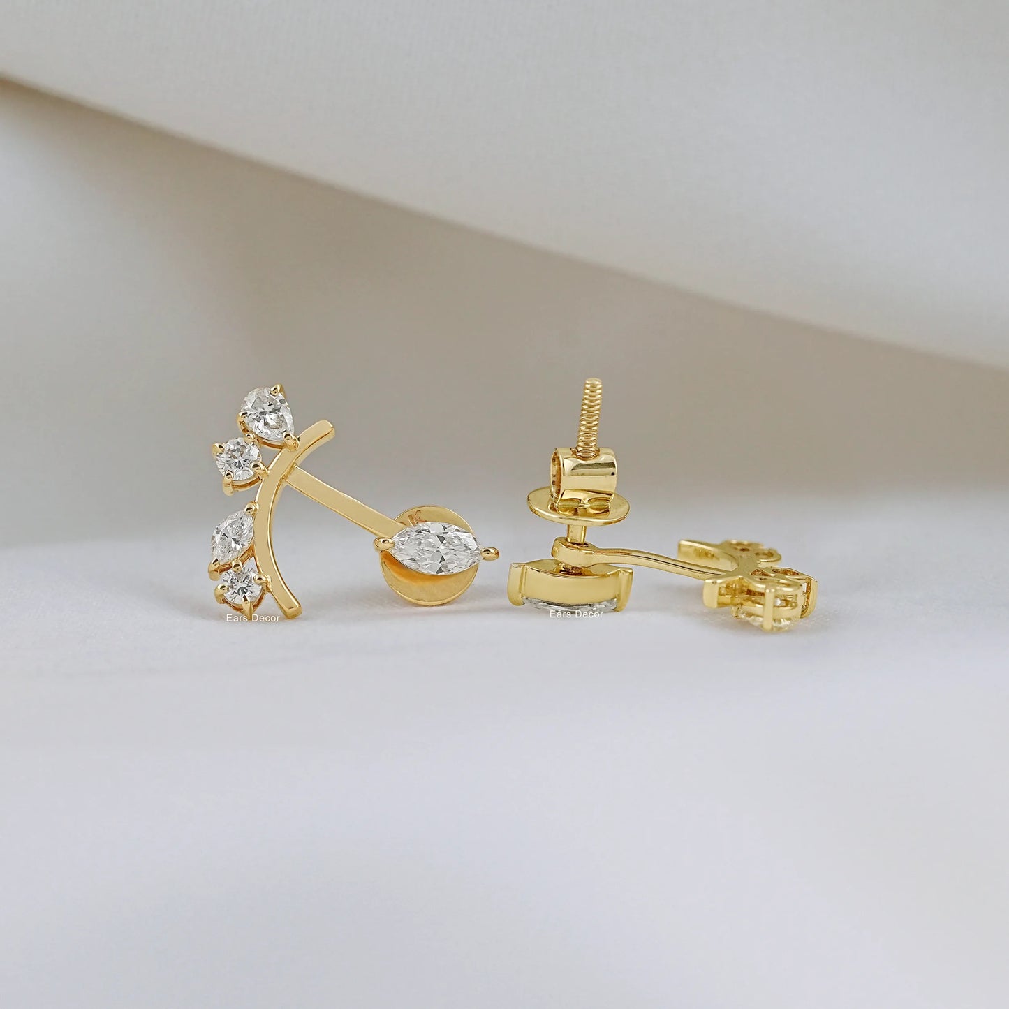 Marquise Cluster Diamond Jacket Stud Earring