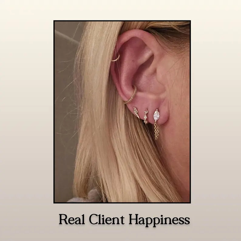 Marquise Lab Diamond Chain Dangle Earrings