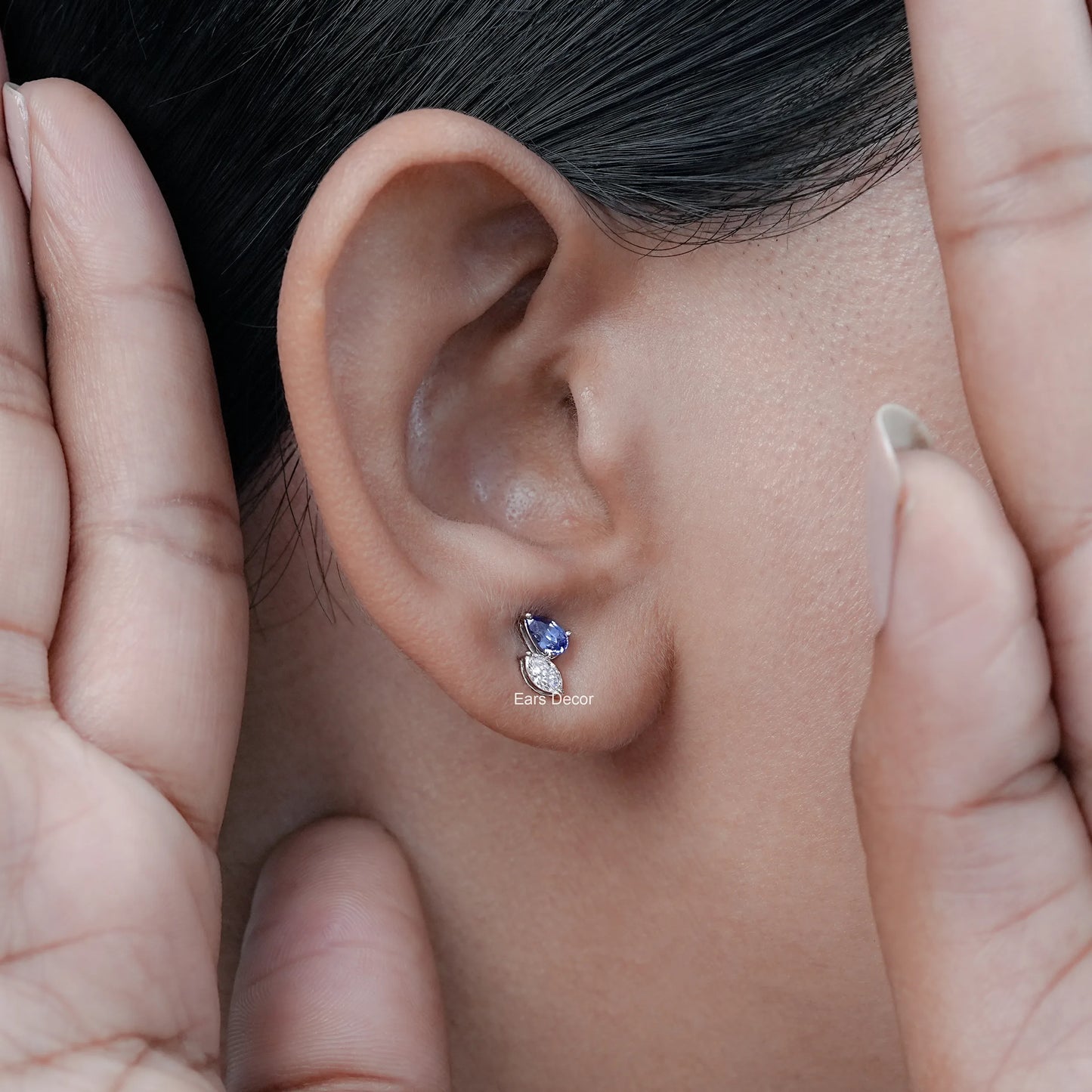 Sapphire Pear And Marquise Diamond Toi Moi Stud Earrings