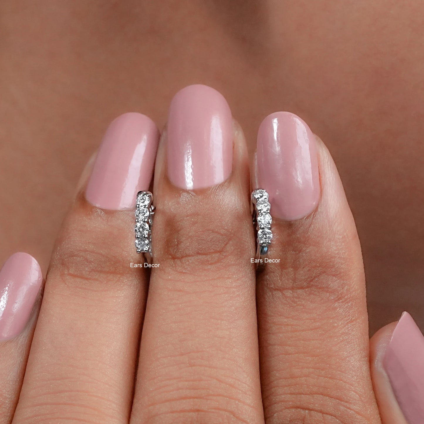 Round Cut Lab Diamond Dainty Hoop Earrings