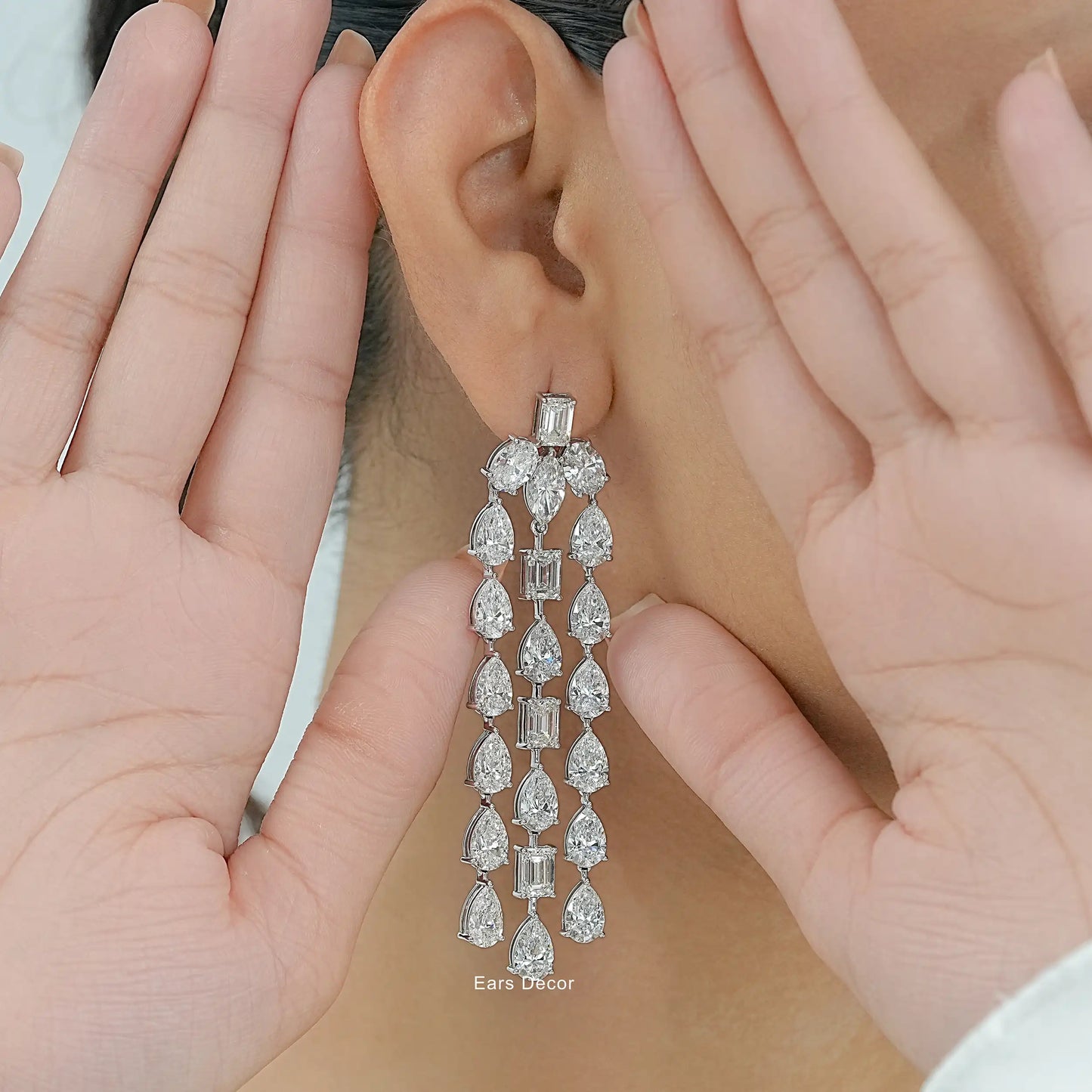 Multi Shape Lab Grown Diamond Chandelier Earring