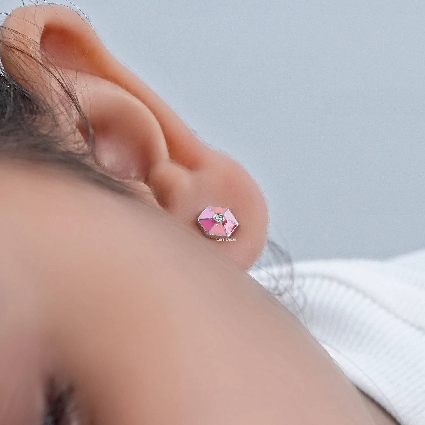 Enemal Hexagon Shape Baby Stud Earring
