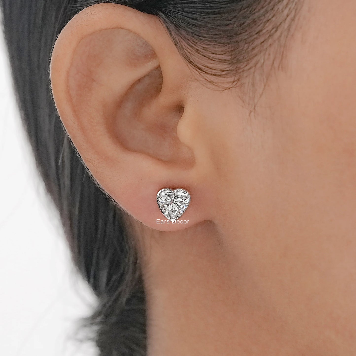 Natural Heart Cut Diamond Milgrain Set Stud Earrings