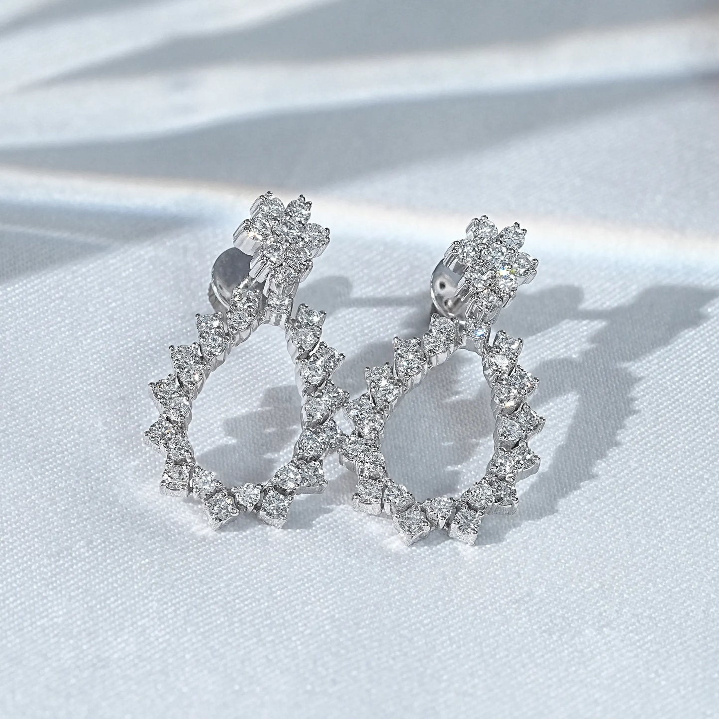 Open Pear Style Round Cut Drop Dangle Earrings