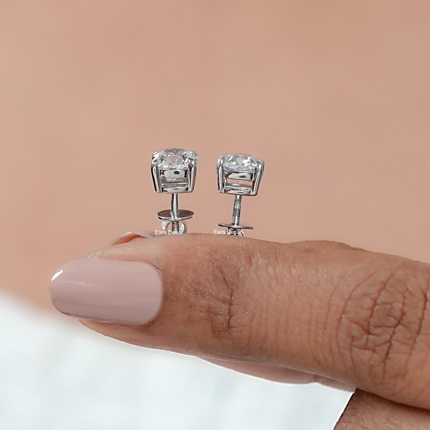 Old Mine Cushion Lab Grown Diamond Stud Earrings