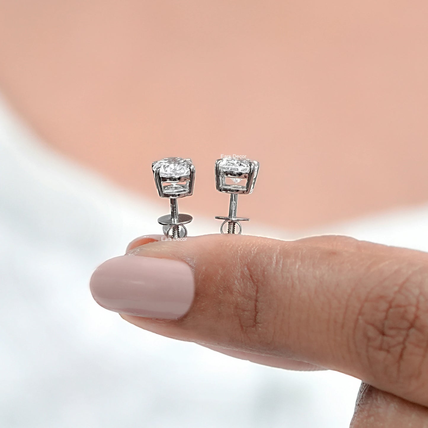 Oval Moissanite Solitaire Stud Earrings