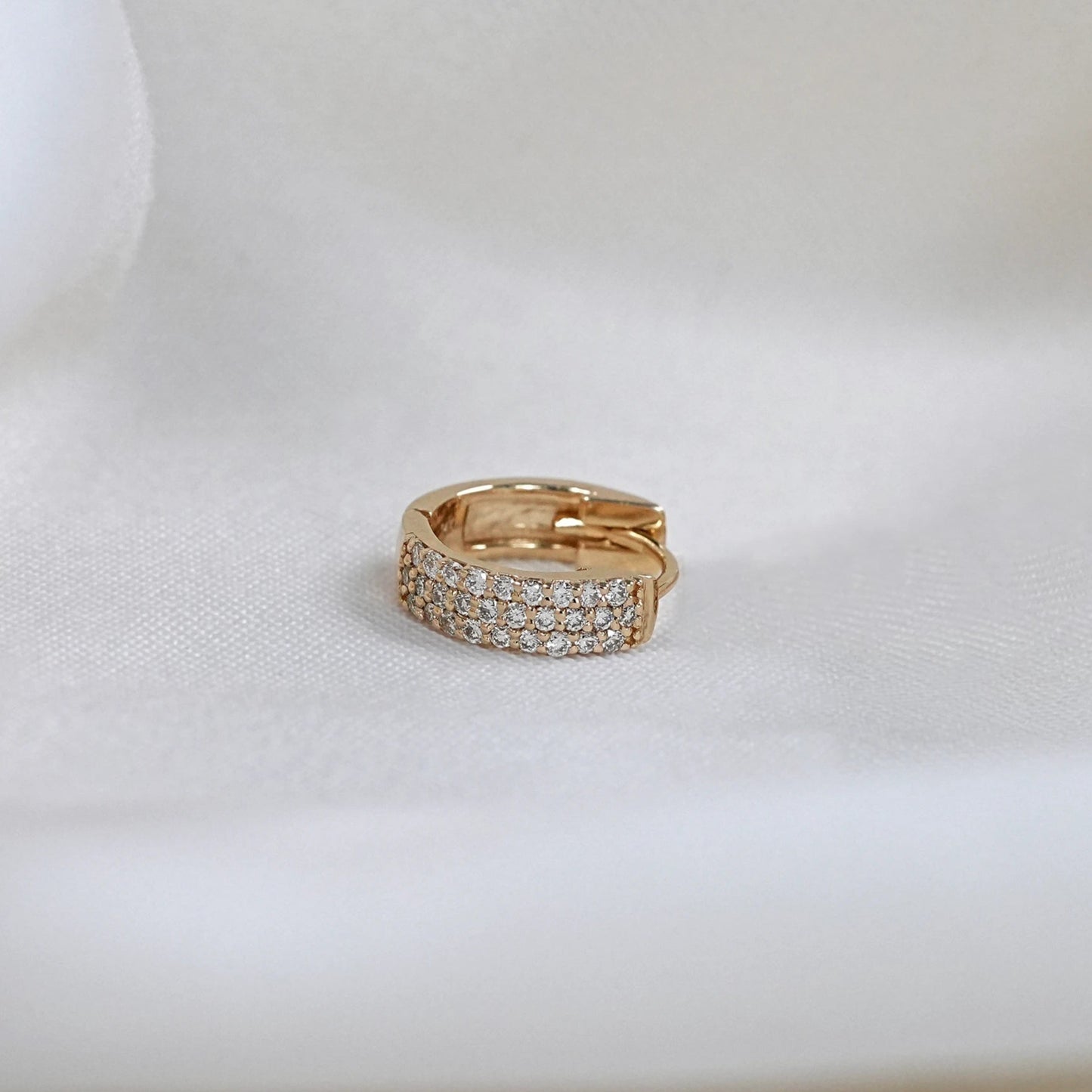 Round Lab Diamond Pave Set Men's Hoop Earring