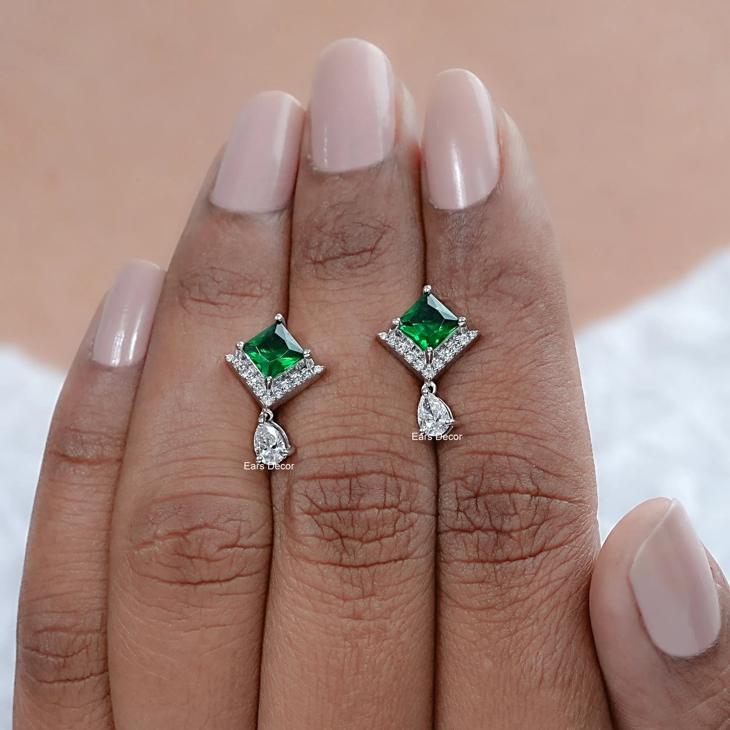 Green Princess Gemstone Drop Dangle Earring