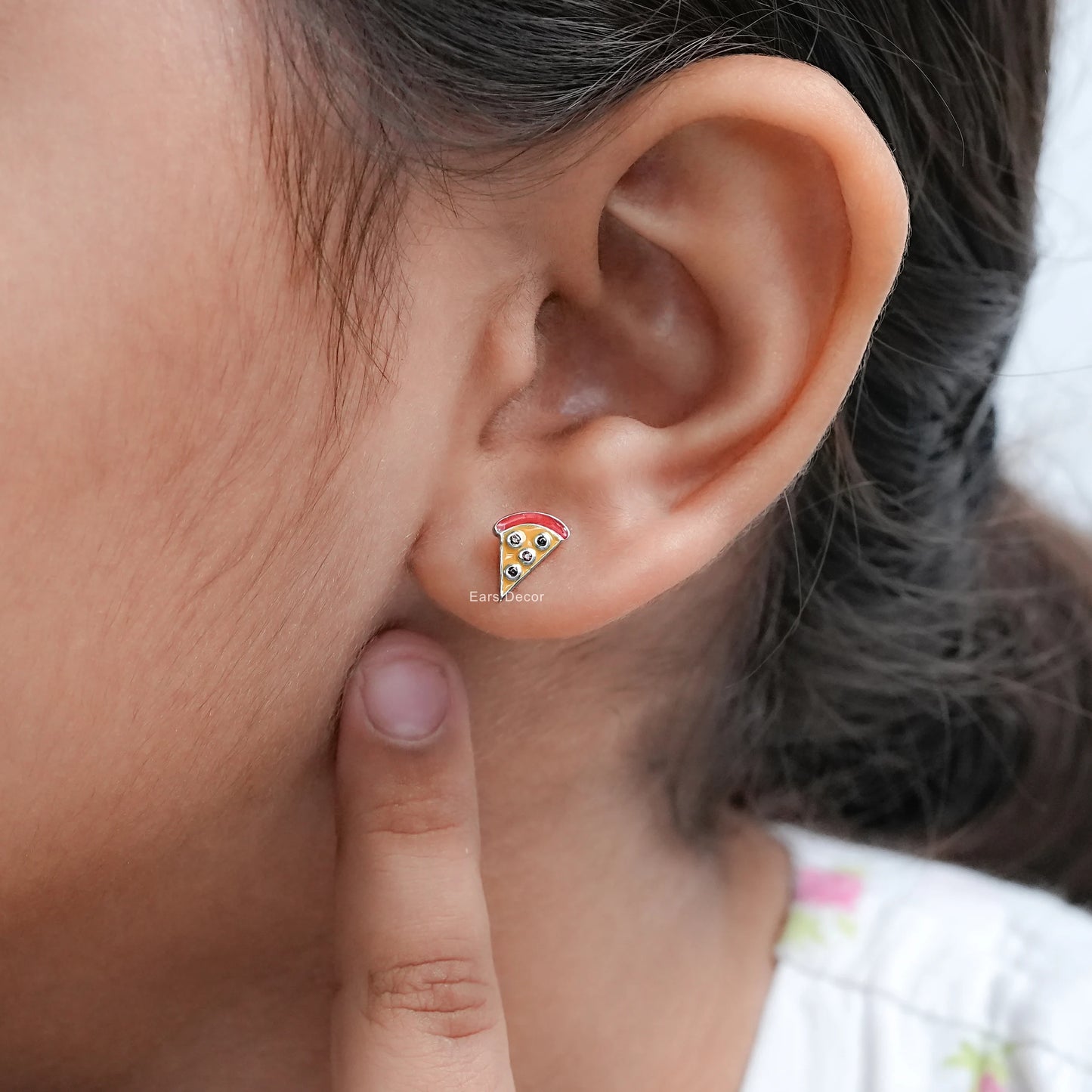 Pizza Slice Gemstone Stud Earrings