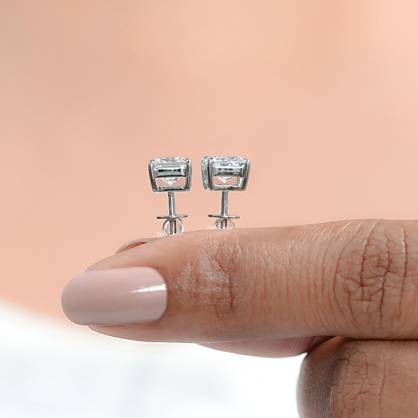 Princess Cut Lab Grown Diamond Solitaire Stud Earrings