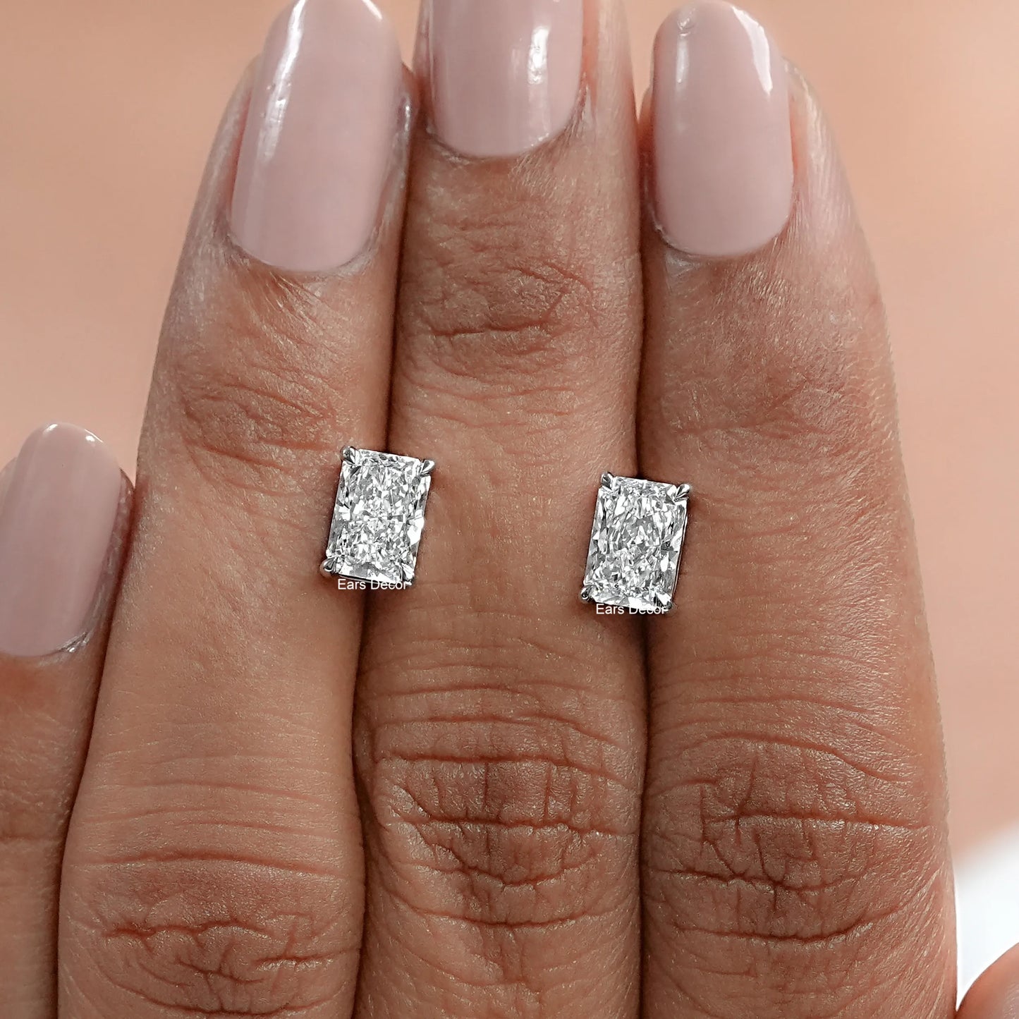 Earth-Mined Radiant Diamond Solitaire Stud Earrings