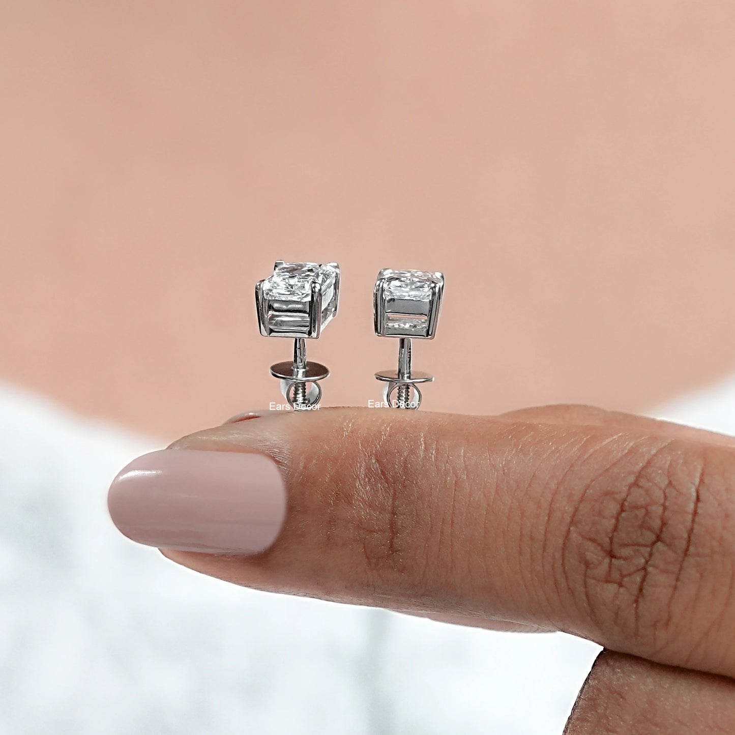 Radiant Cut Lab Grown Diamond Stud Earrings