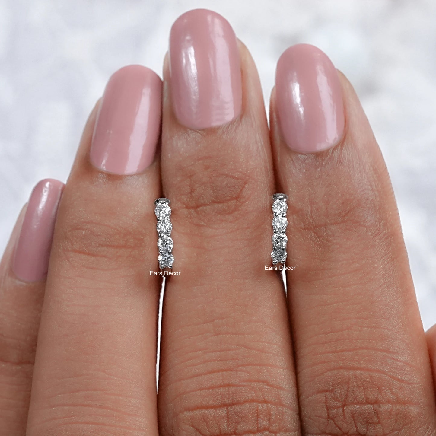 Round Lab Diamond Dainty Hoop Earrings