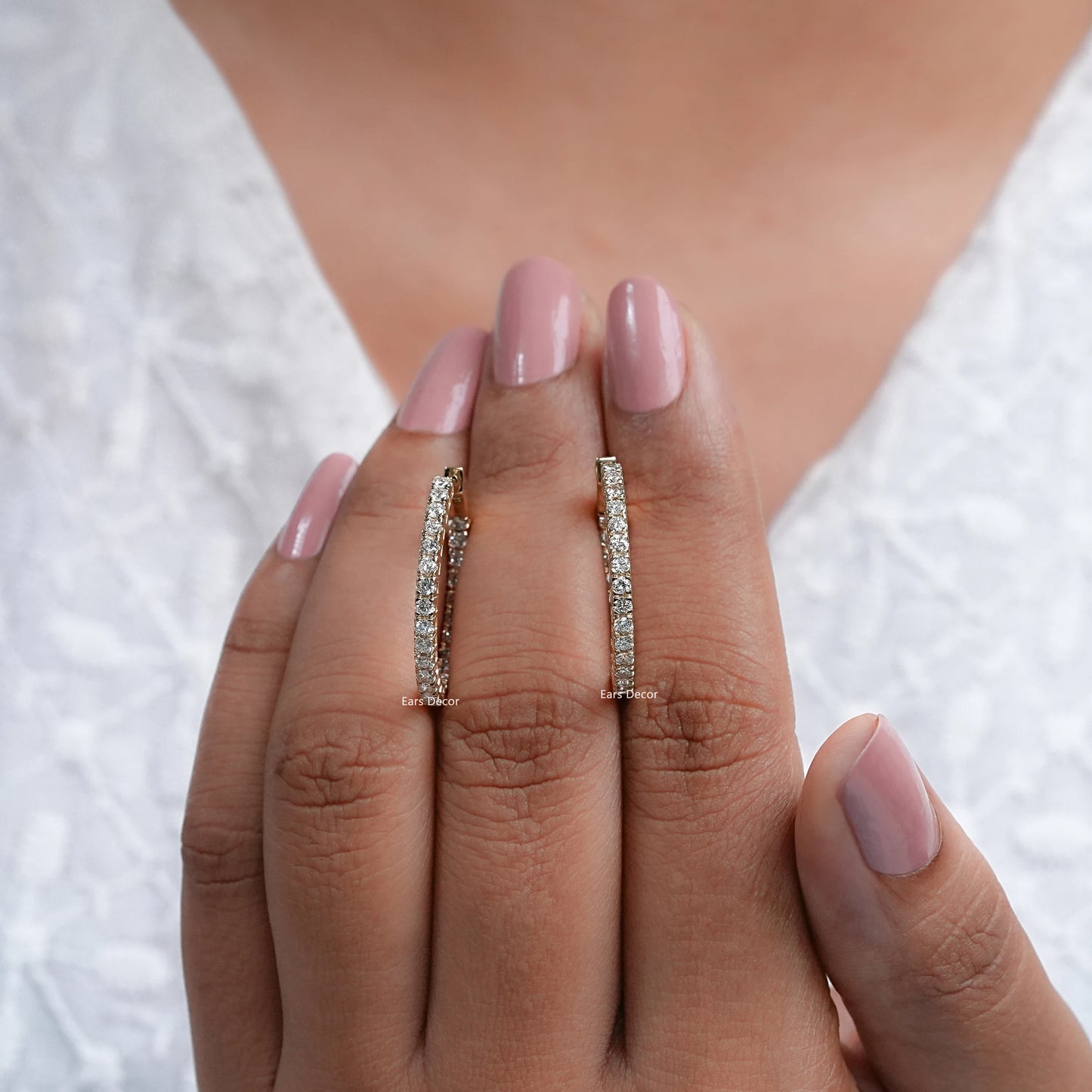 Brilliant Cut Round Lab Diamond In-Out Hoop Earrings