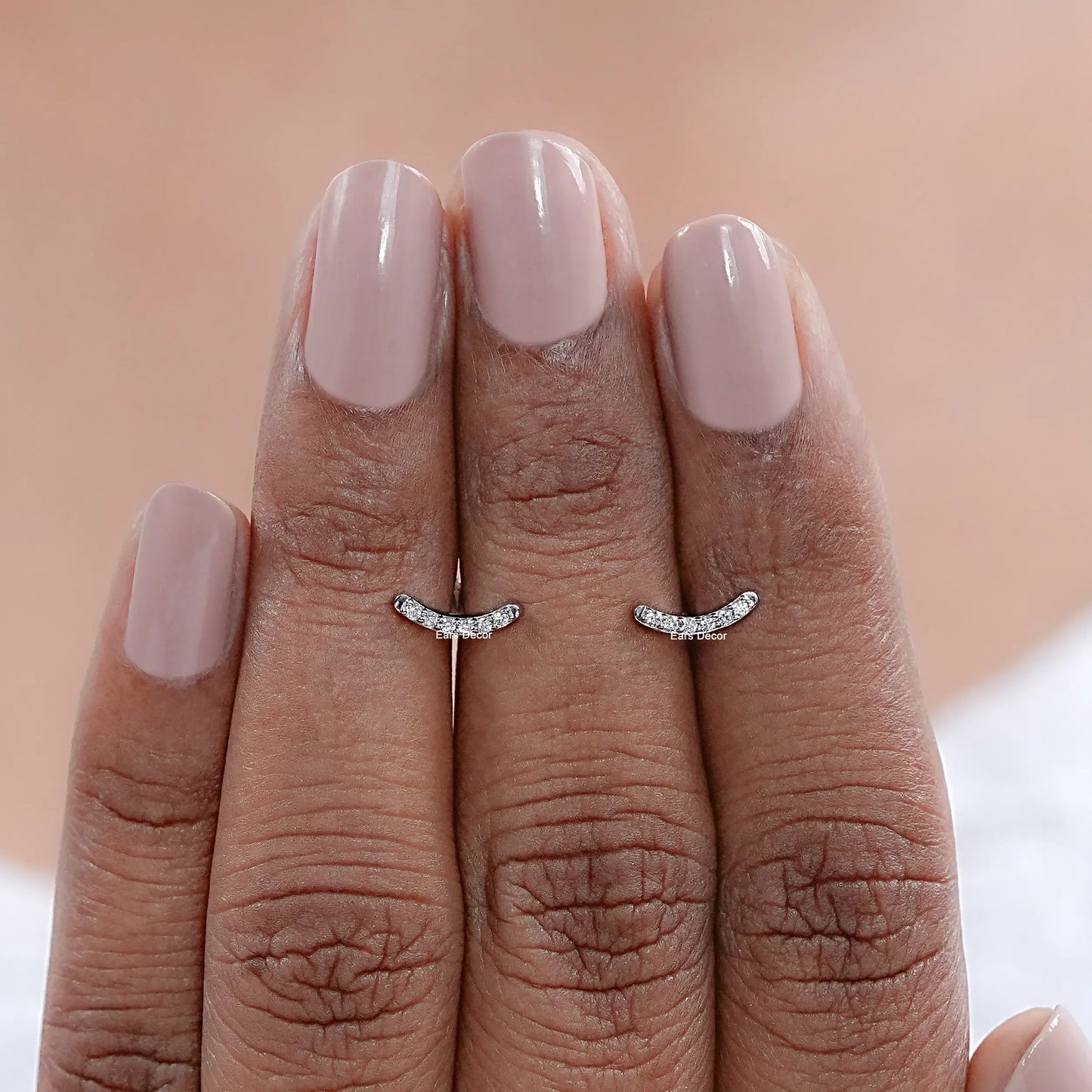 Round Diamond Curved Bar Stud Earrings