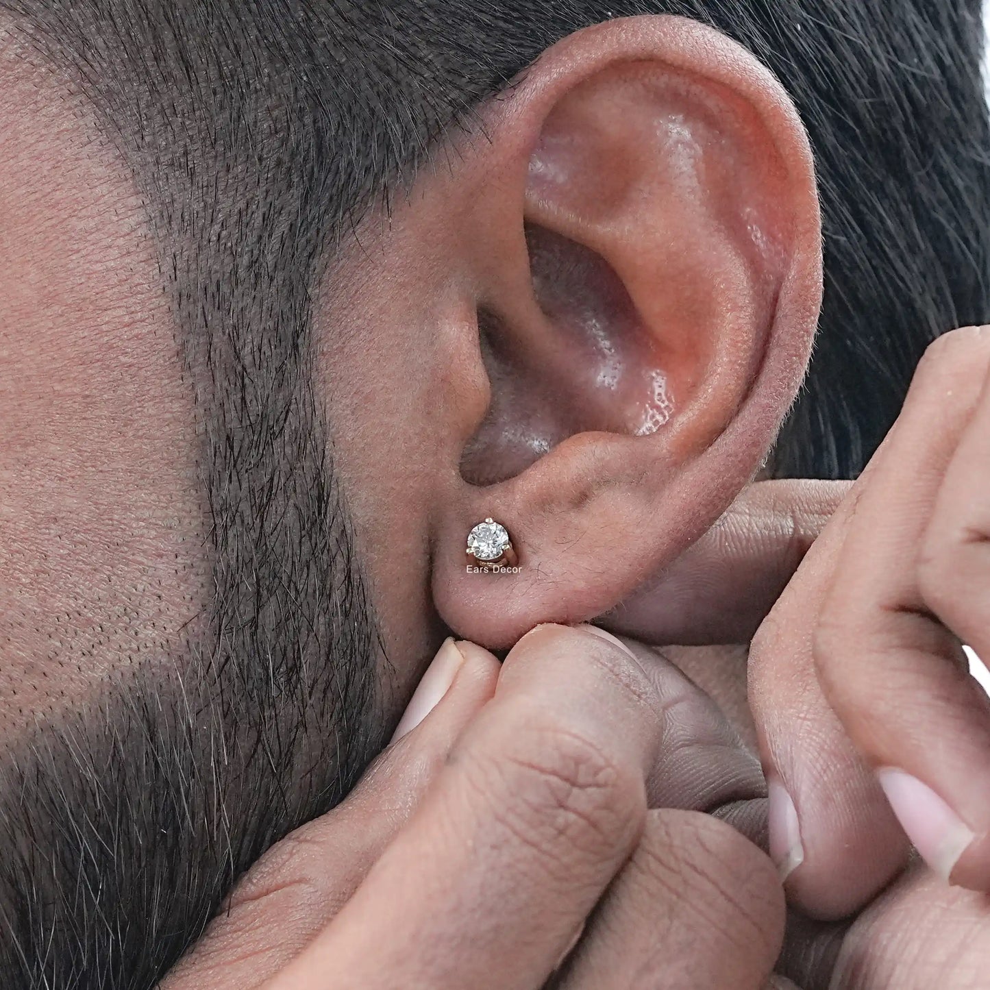 3.80 MM Round Cut Lab Diamond Men's Solitaire Stud