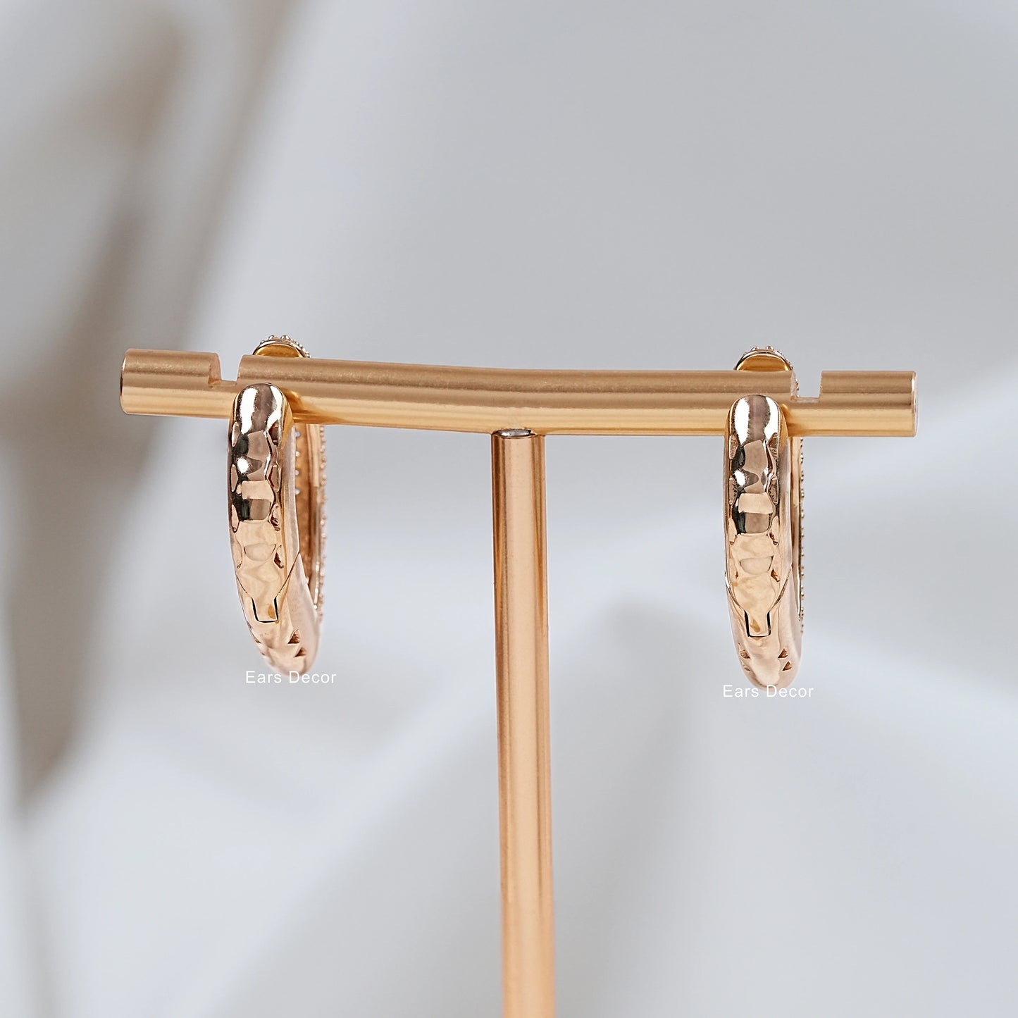 Pave Set Lab Diamond Hoop Earrings