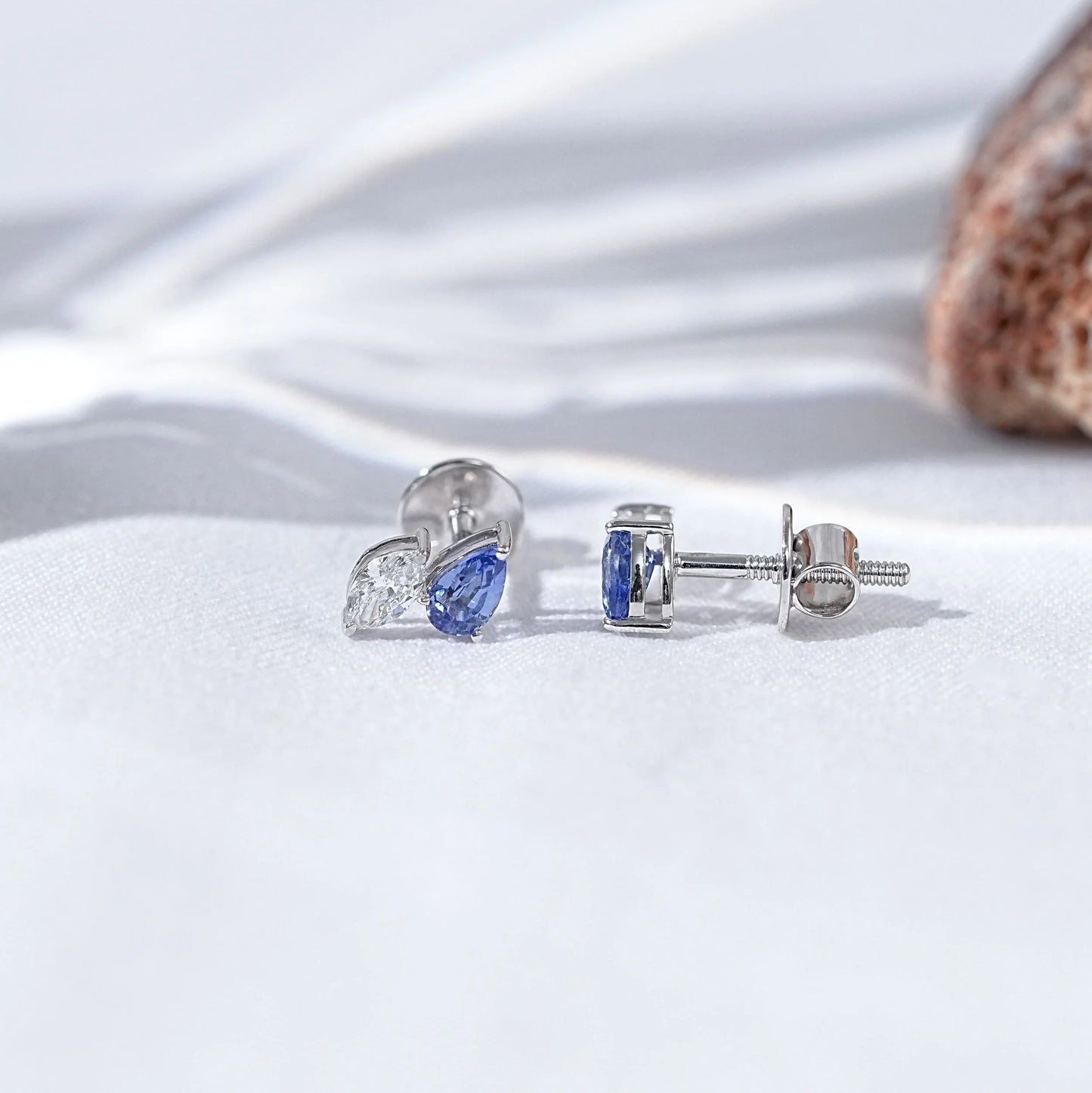 Sapphire Pear And Marquise Diamond Toi Moi Stud Earrings