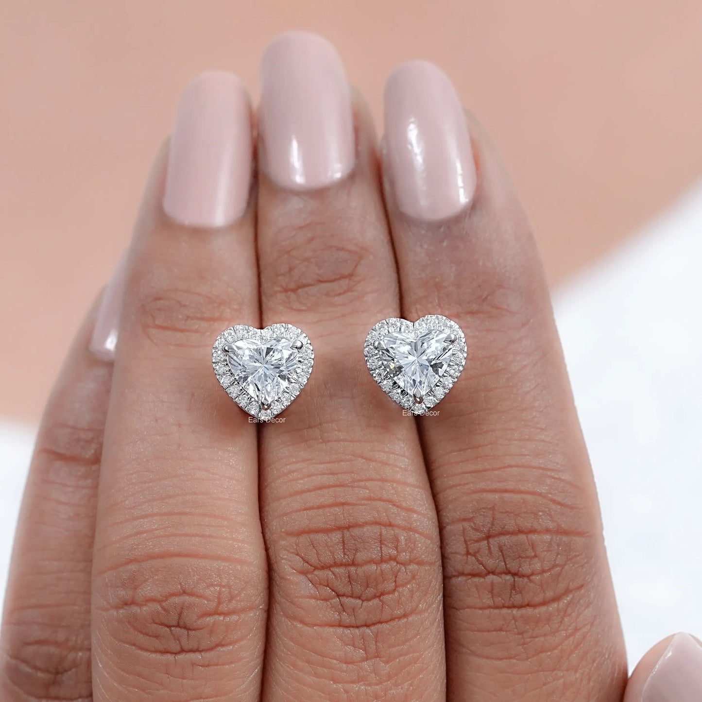 Heart Brilliant Cut Halo Lab Diamond Stud Earrings