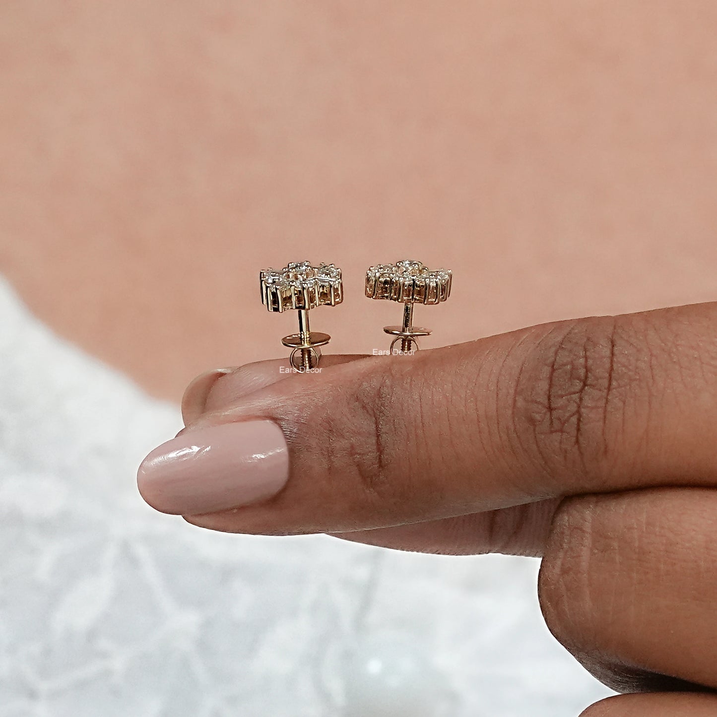 Baguette & Round Cut Lab Grown Diamond Stud Earrings
