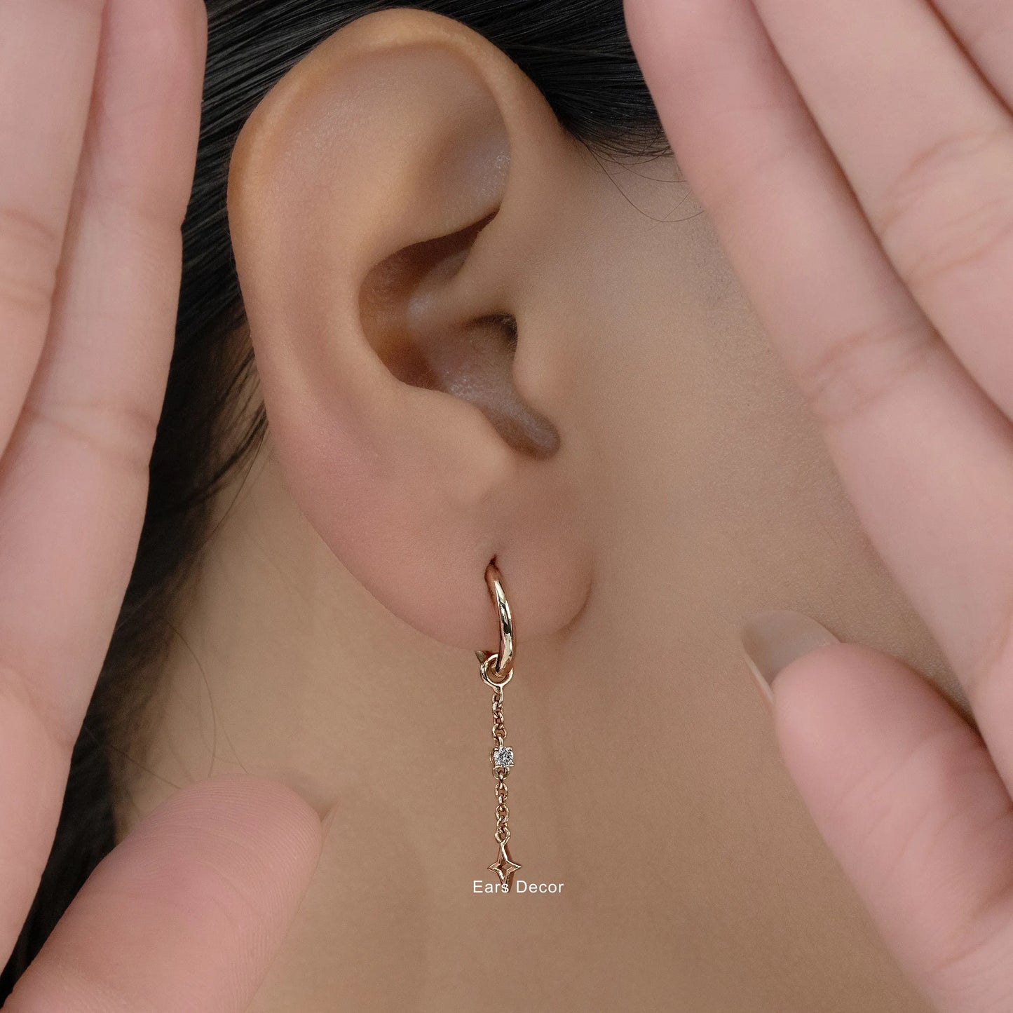 Starburst Hoop Charm Earrings