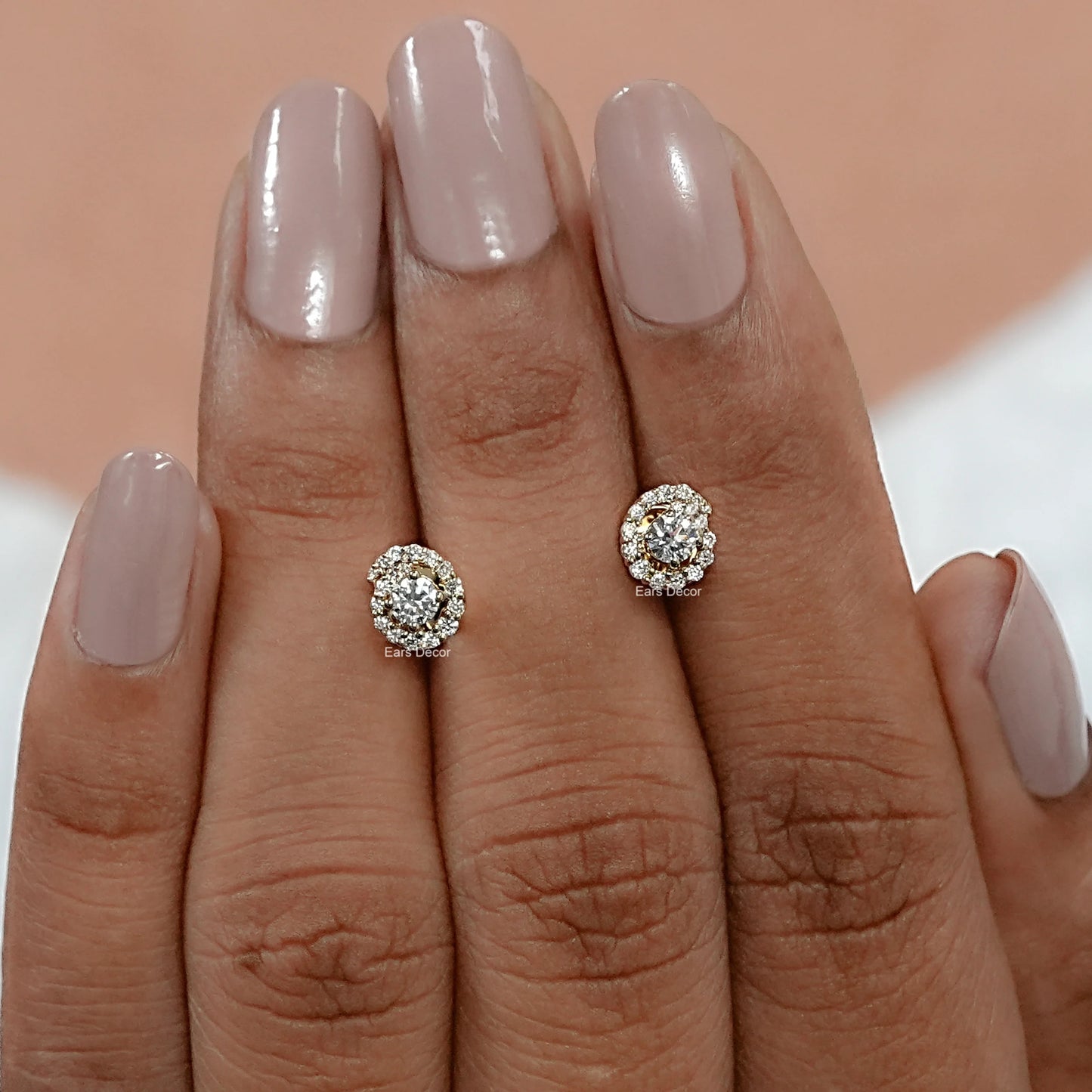 Round Cut Natural Diamond Spiral stud Earrings