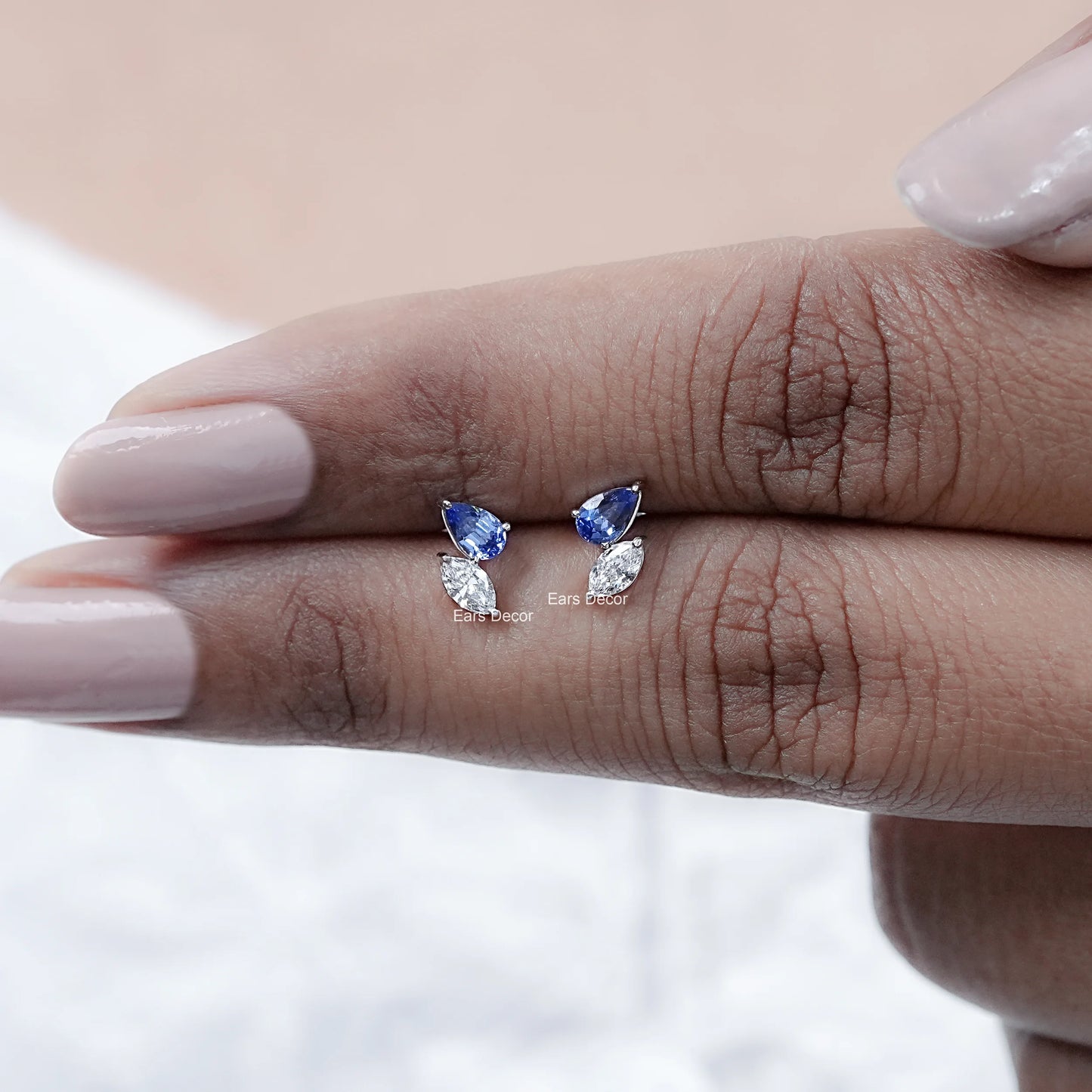 Sapphire Pear And Marquise Diamond Toi Moi Stud Earrings